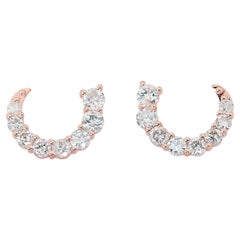 Fascinantes boucles d'oreilles en or rose 14 carats avec diamants naturels de 1,85 carat certifiés IGI