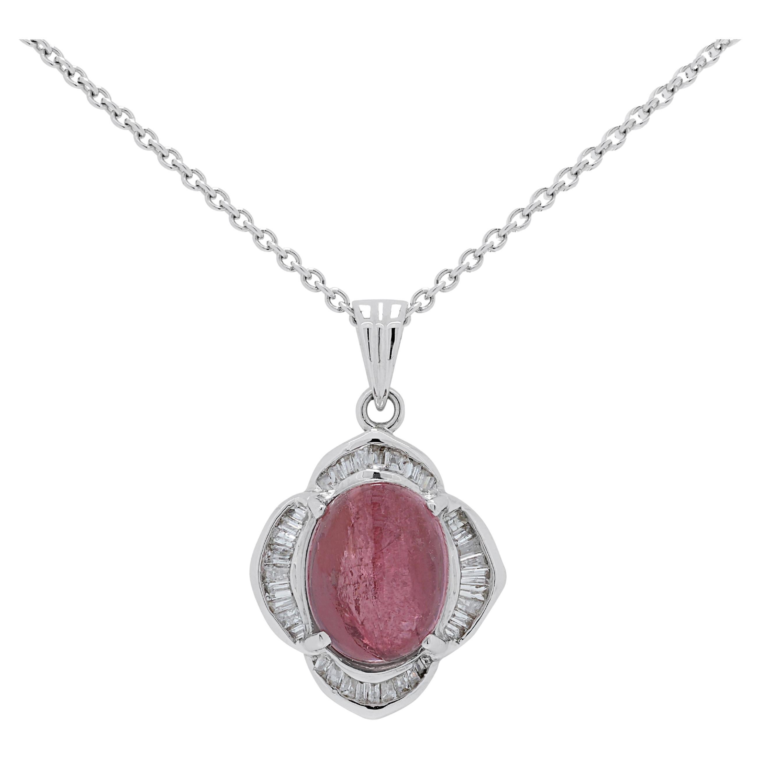 Affascinante ciondolo con tormalina da 1,50ct e diamanti laterali - (catena non inclusa)