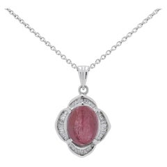 Fascinante Colgante de Turmalina de 1,50 ct con Diamantes Laterales - (Cadena no incluida)