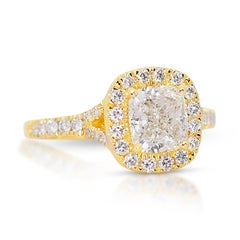 Fascinating 1.51ct Double Excellent Ideal Cut Natural Diamonds Halo Ring