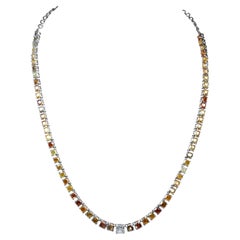 Affascinante collana di diamanti colorati di 15,62 carati in oro bianco 18 carati - IGI