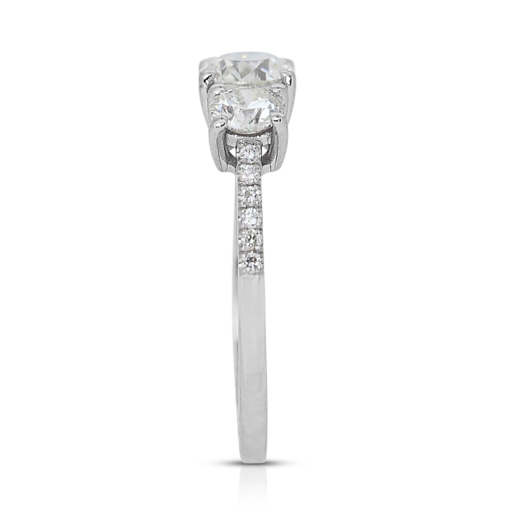 Fascinating 1.63ct Triple Excellent Ideal Cut Diamonds 3-Stone Ring 4