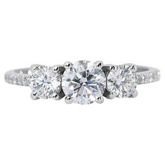 Fascinating 1.63ct Triple Excellent Ideal Cut Diamonds 3-Stone Ring