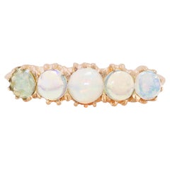 Fascinating 1.78g Opal Cabochon Five-Stone Band in 9K Yellow Gold