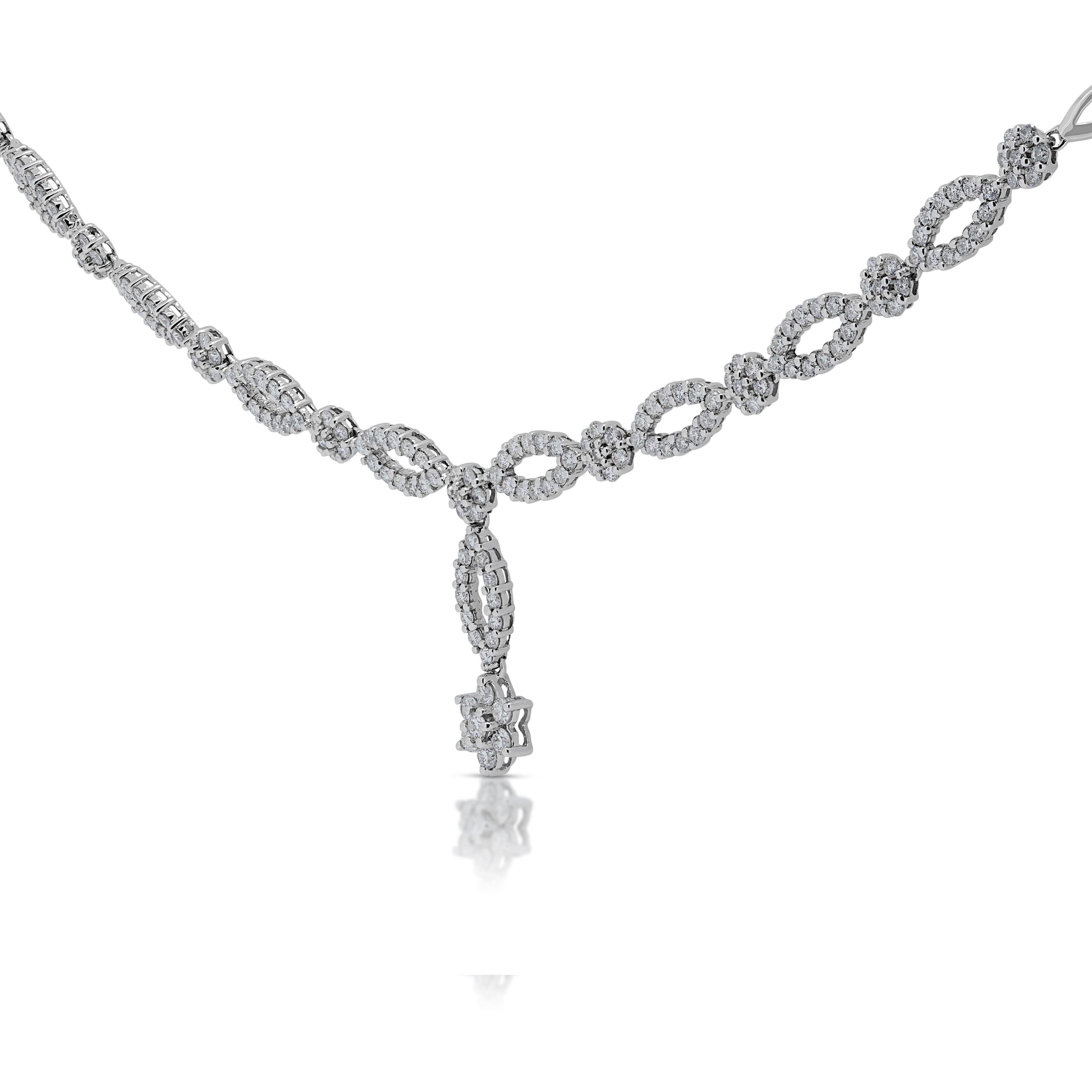 Taglio rotondo Affascinante collana di diamanti da 1,815 carati in oro bianco 18 carati