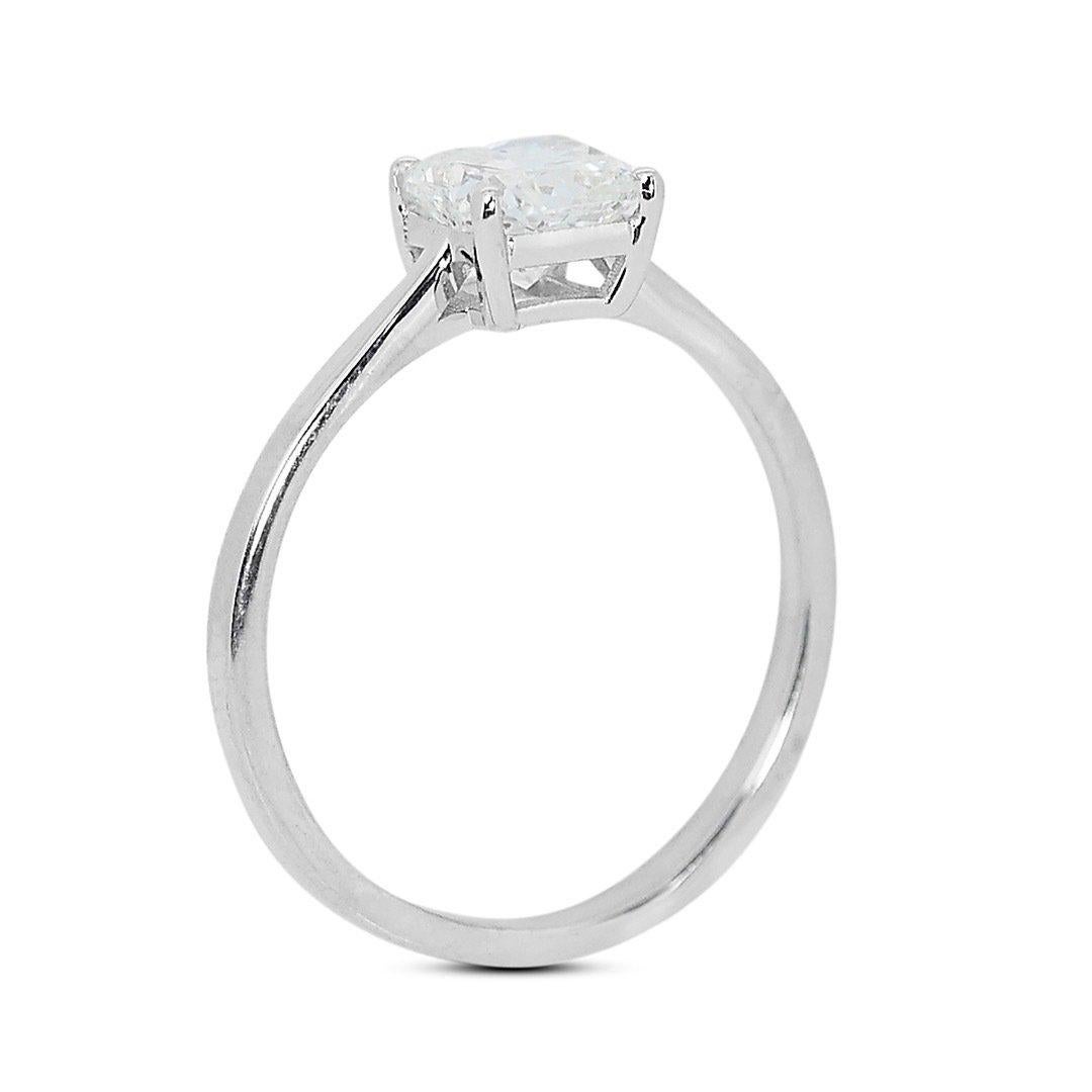 Fascinating 18K White Gold Ideal Cut Natural Diamond Solitaire Ring w/1.00ct  In New Condition For Sale In רמת גן, IL