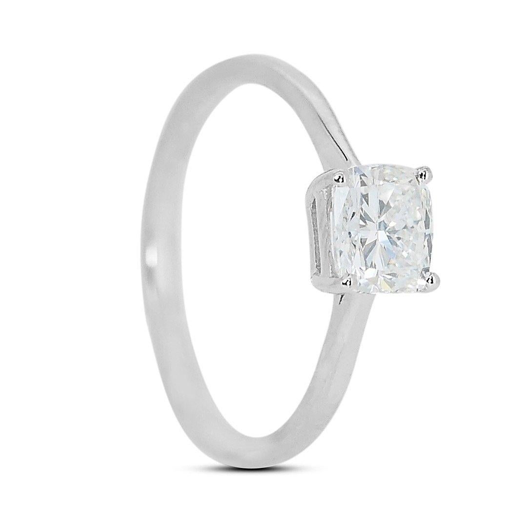 Fascinating 18K White Gold Ideal Cut Natural Diamond Solitaire Ring w/1.00ct  For Sale 3