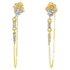 Fascinating 18K Yellow Gold Diamond Drop Earrings with 1.19ct - IGI Certified