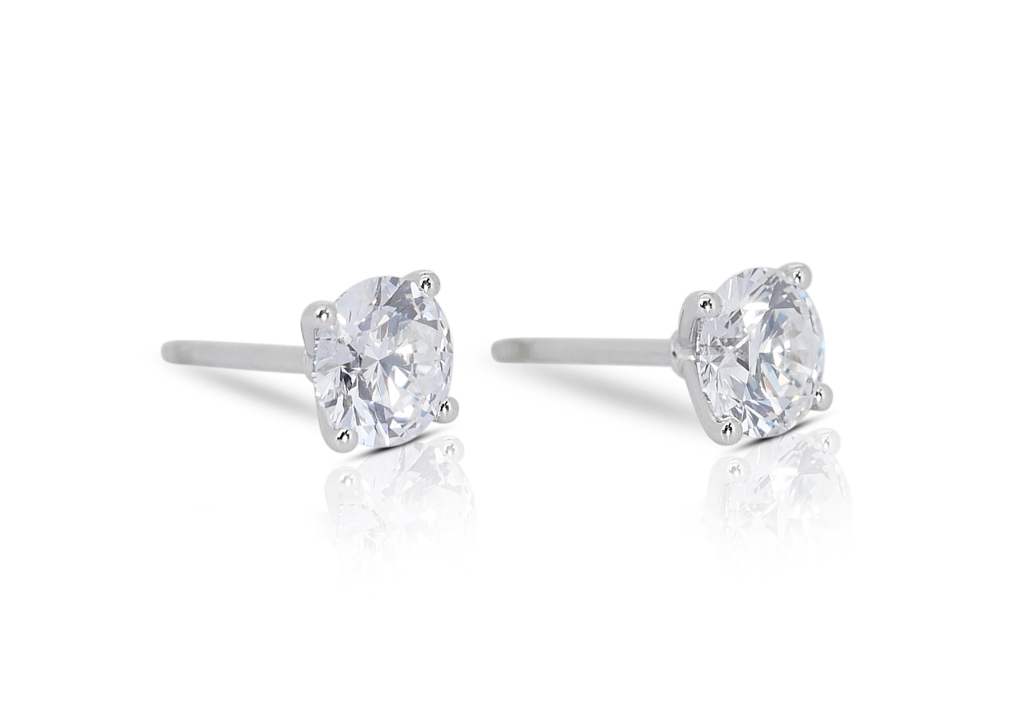 Clous d'oreilles fascinants en or blanc 18 carats avec diamants de 2,00 carats certifiés GIA en vente 1