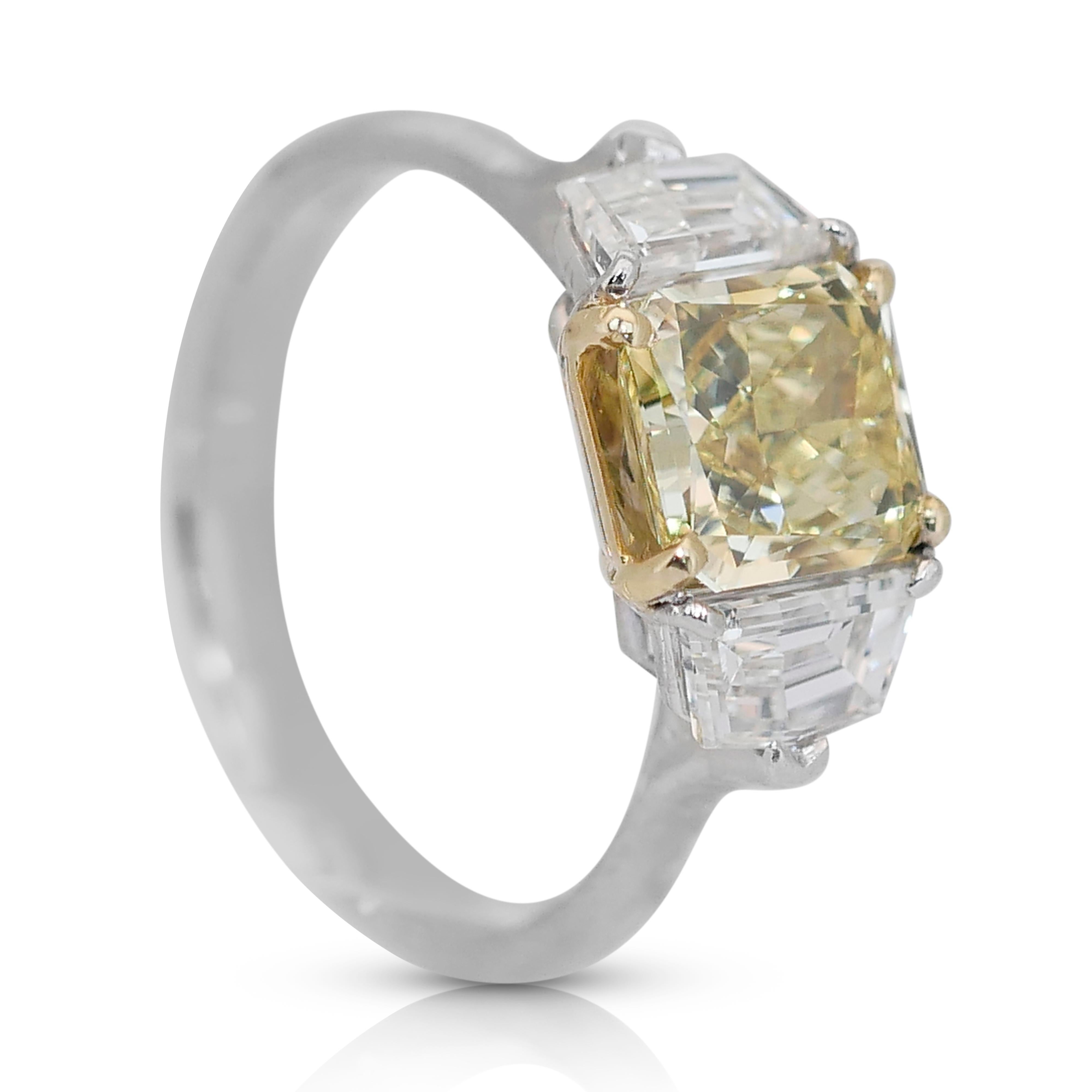 Faszinierender 2,23 Karat Doppelter ausgezeichneter natürlicher Diamantring mit Idealschliff in Idealschliff (Carréeschliff) im Angebot