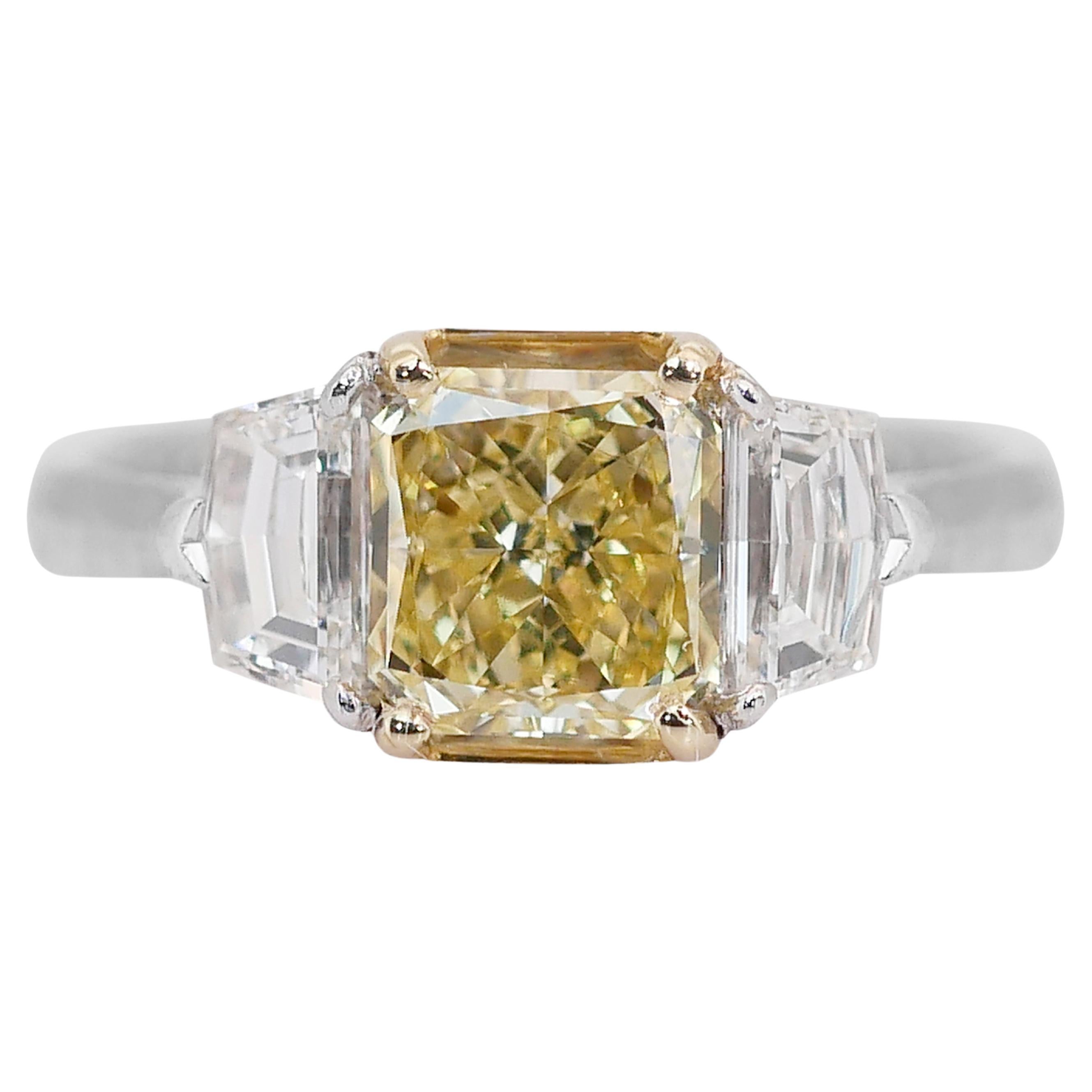 Fascinating 2.23ct Double Excellent Ideal Cut Natural-Colored Diamond Fancy Ring