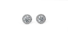 Fascinating 2.55ct Diamond Halo Earrings in 18k White Gold - GIA Certified
