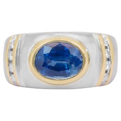 Faszinierende 2,79ct Saphir und Diamanten Dome Ring in 18k Weißgold - IGI Cert