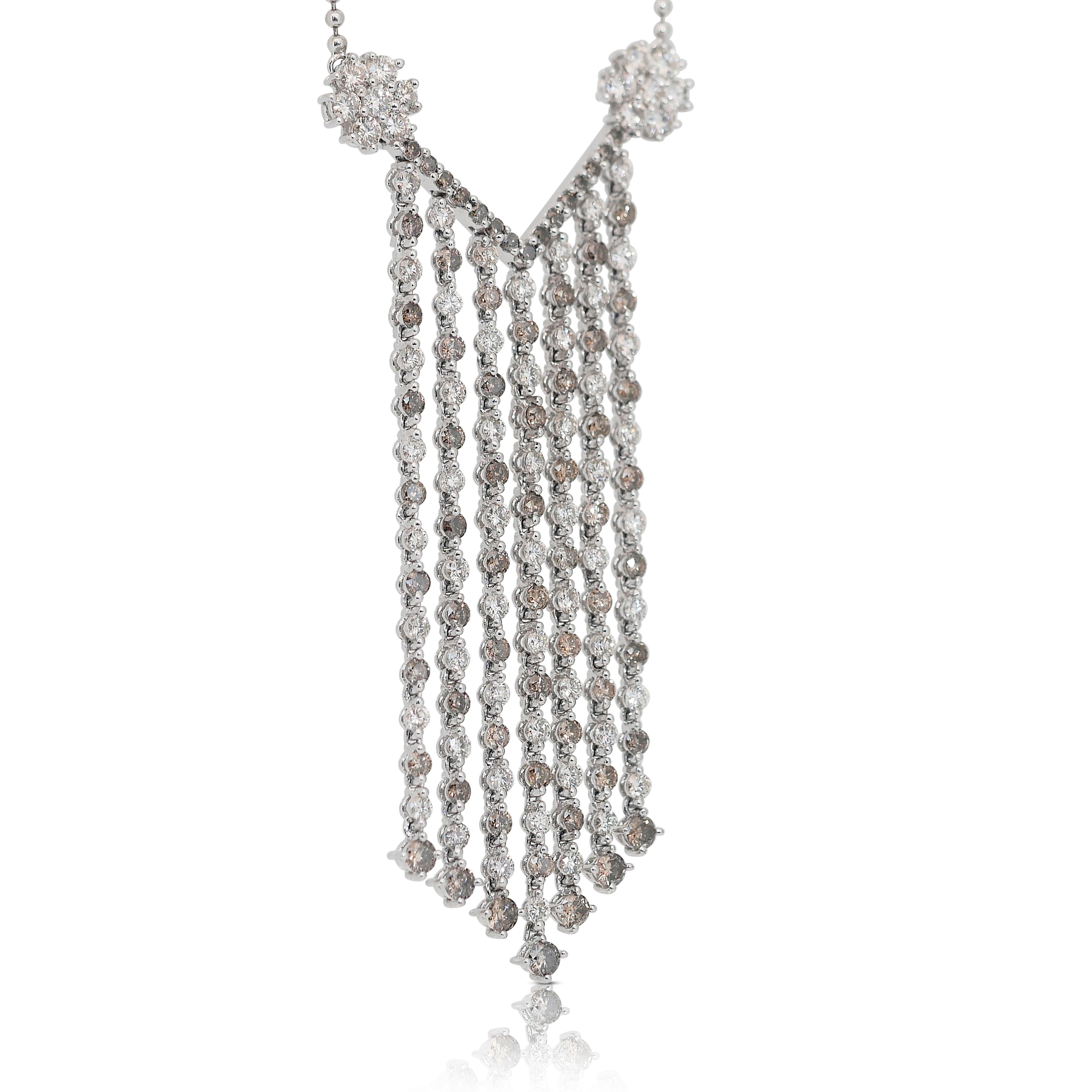 Taille ronde Fascinant collier pendentif en or blanc 18 carats avec diamants de 2,7 carats en vente