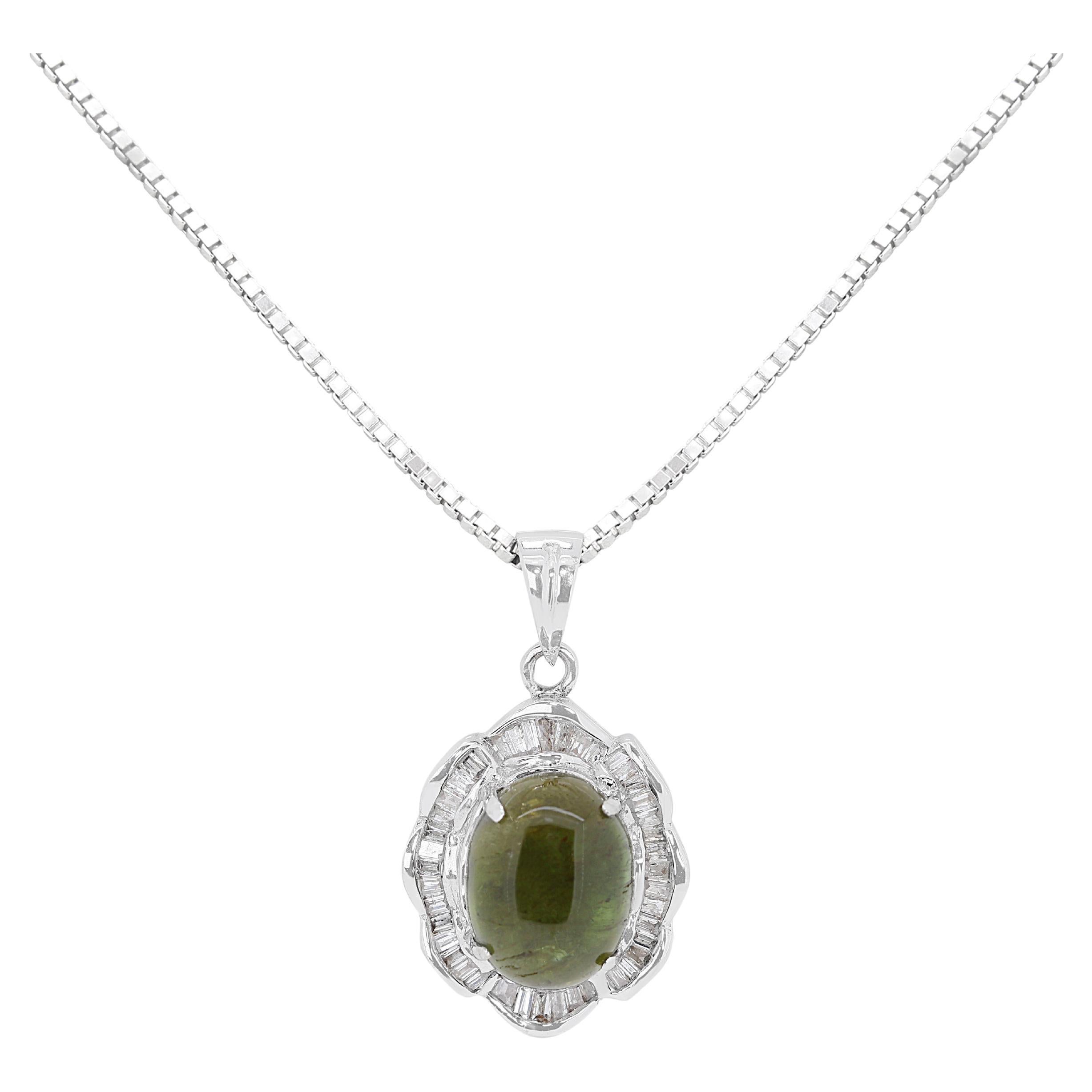 Magnifique pendentif en tourmaline de 2,83 carats avec diamants - (chaîne non incluse)