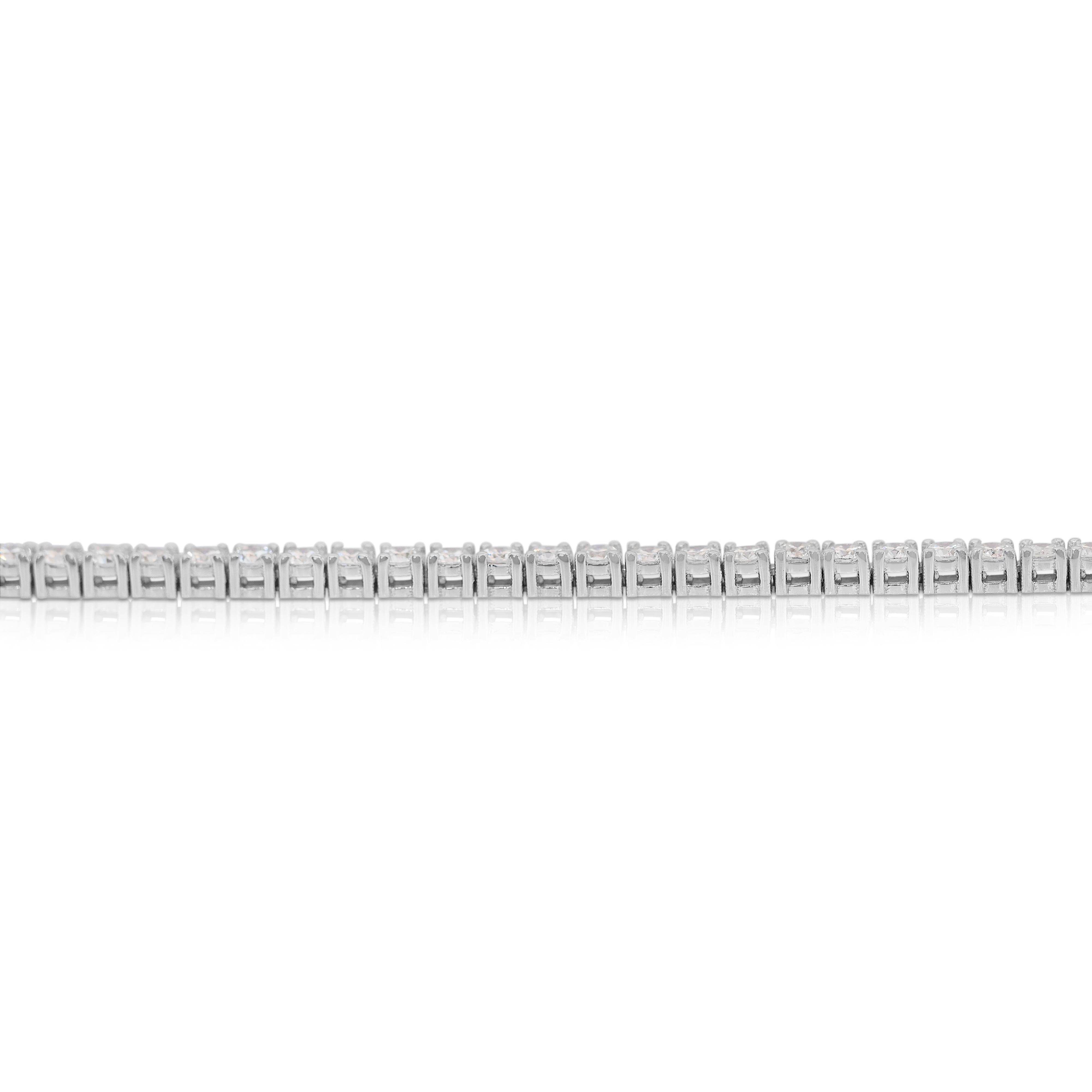 Fascinating 3.86ct Diamonds Tennis Bracelet in 18k White Gold - IGI Certified 2