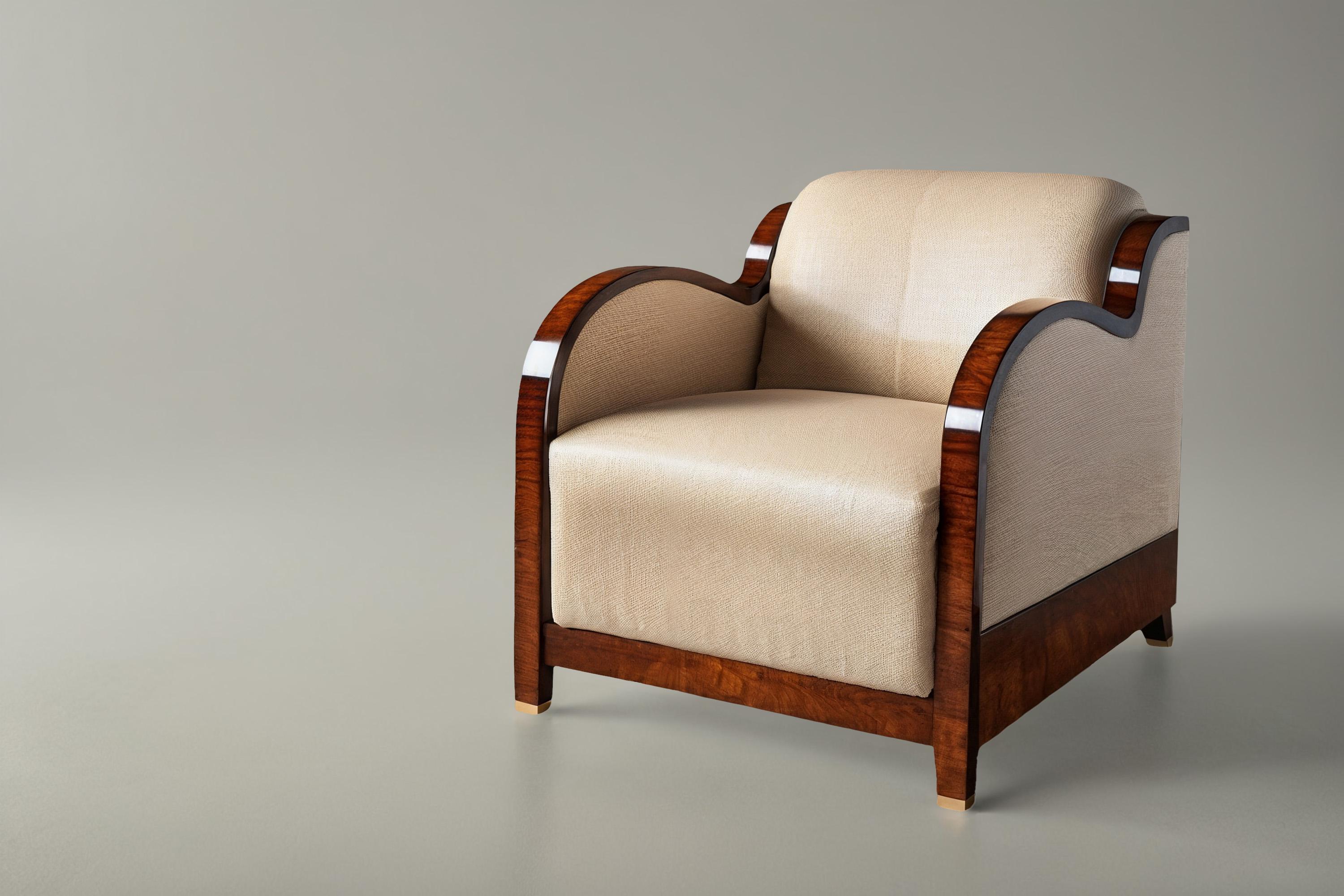 German Fascinating Art Deco armchair with mahogany veneer For Sale