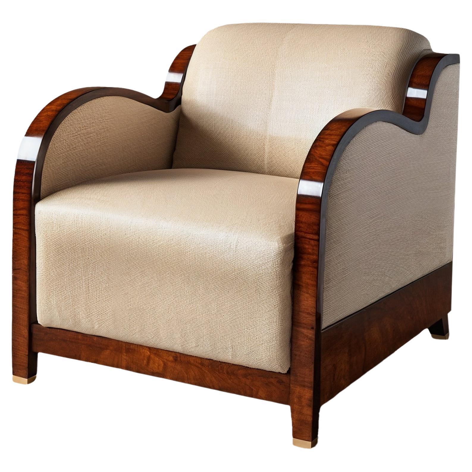 Fascinating Art Deco armchair with mahogany veneer For Sale