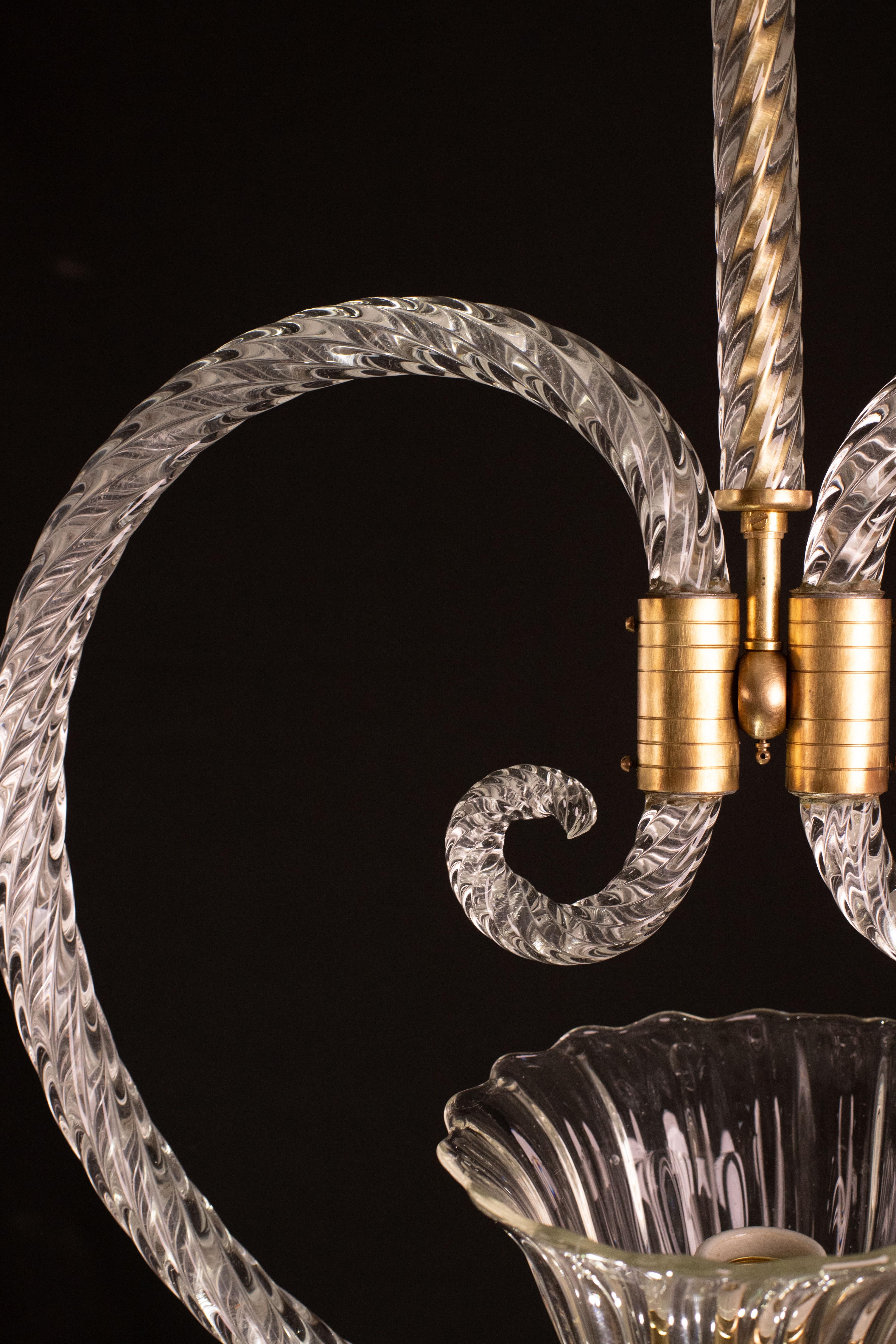 Fascinating Art Deco Heart-shaped hanging Chandelier by Barovier e Toso, 1940s For Sale 4