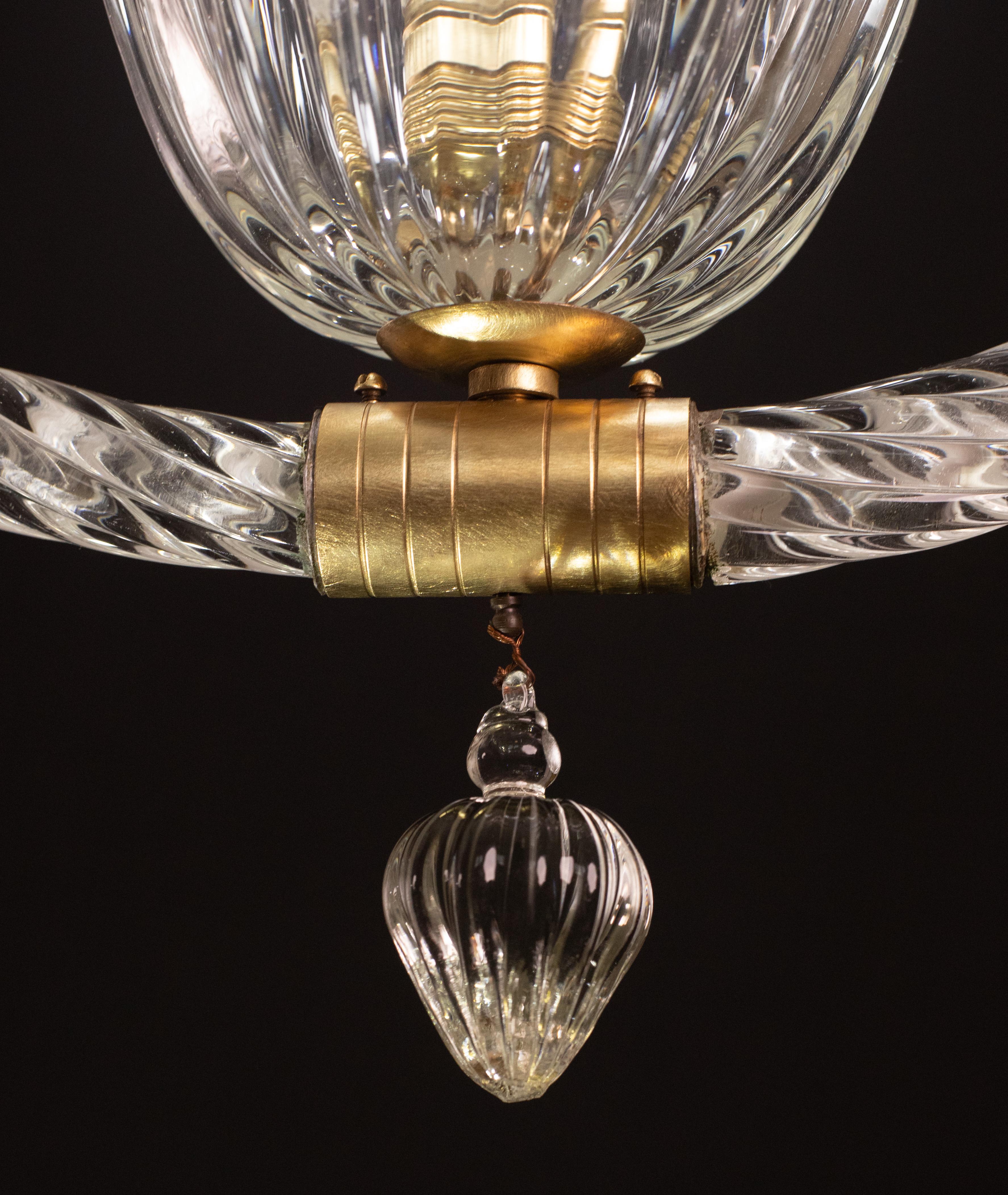 Murano Glass Fascinating Art Deco Heart-shaped hanging Chandelier by Barovier e Toso, 1940s For Sale