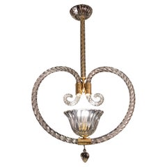 Fascinating Art Deco Heart-shaped hanging Chandelier by Barovier e Toso, 1940s