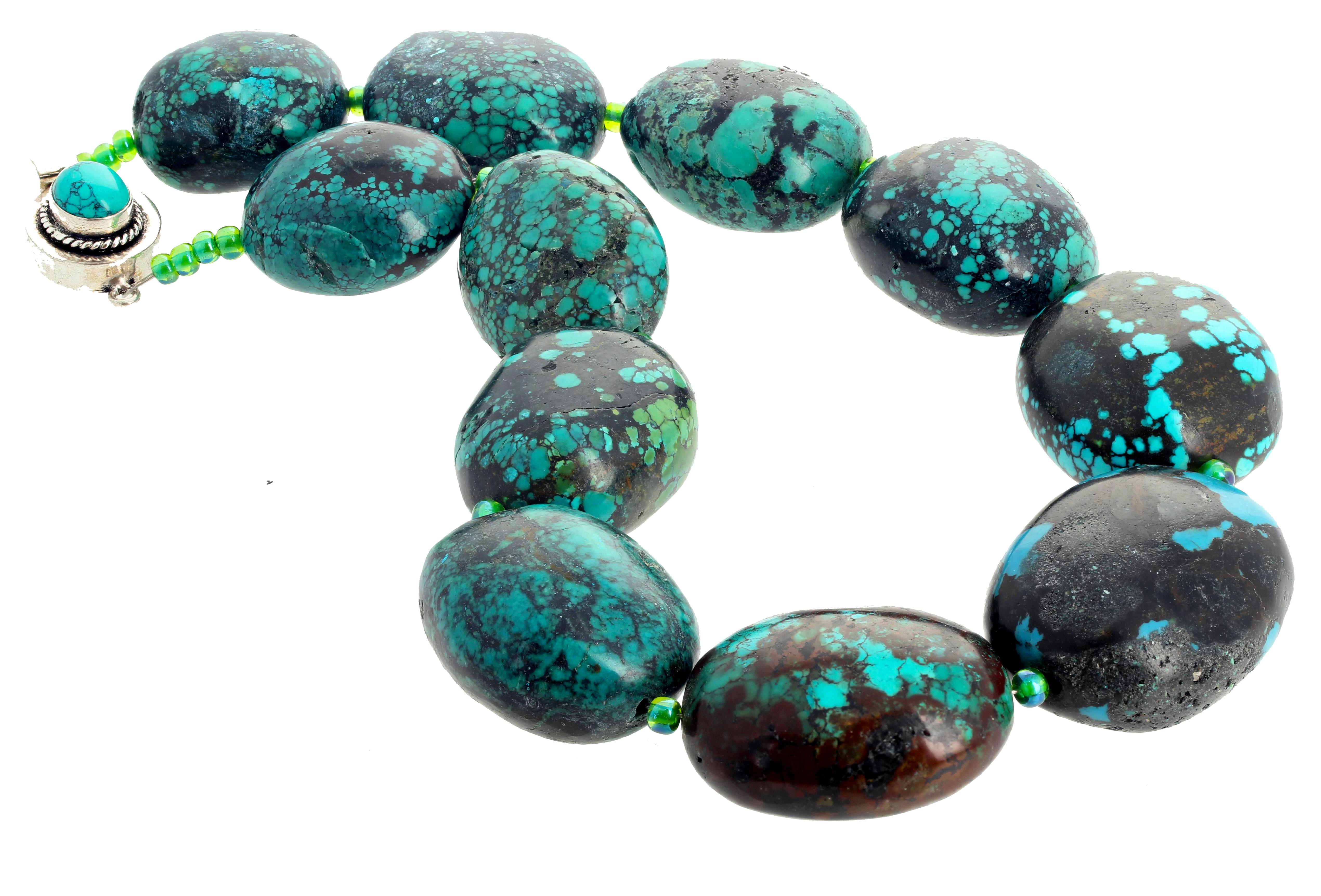 Women's or Men's Fascinating Artistic Natural Turquoise Necklace