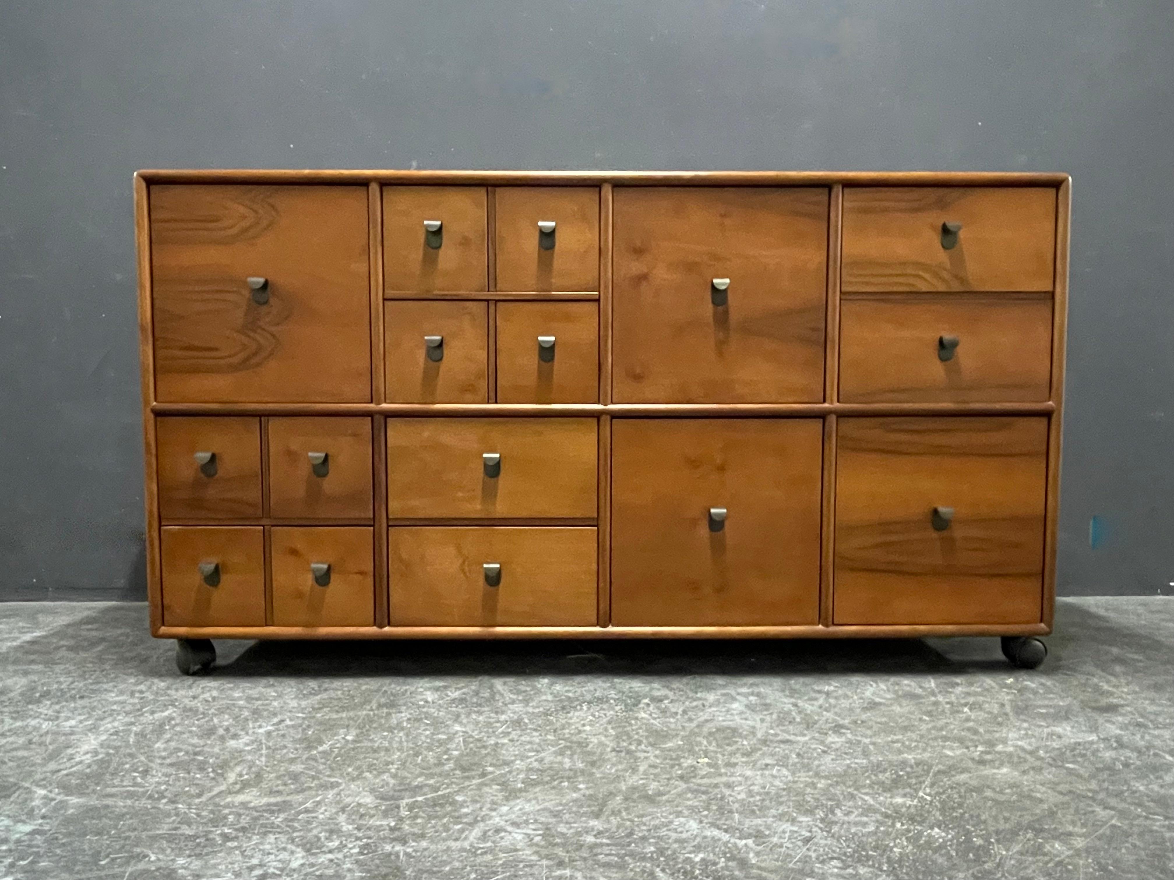 Bronzed Fascinating convertible modular drawer high- or sideboard no.213 by Bernini For Sale