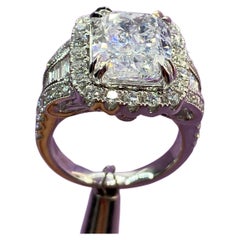 Used Fascinating Cushion Cut 14k White Gold Engagement Ring, 7.63ct TDW