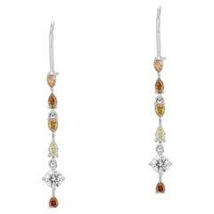 Fascinating Fancy Colored Diamond Drop Earrings w/2.62 ct - IGI Certified 