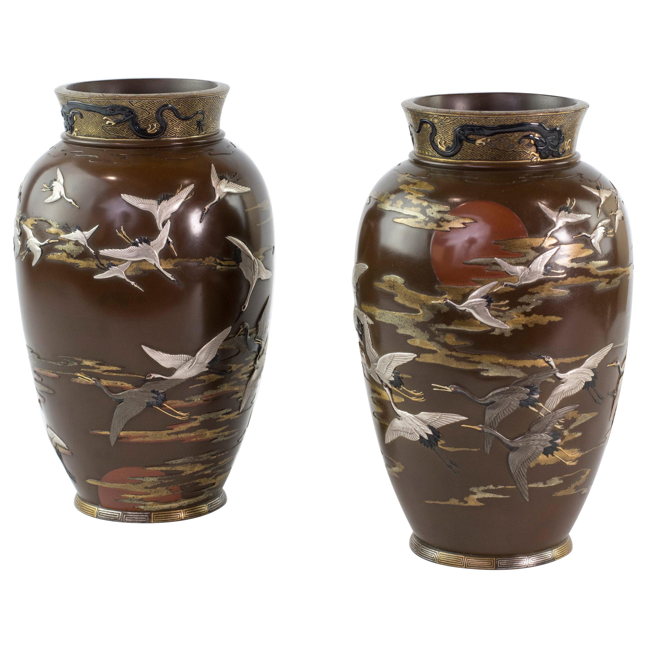 Fascinating Japanese Bronze and Mixed Metal Vases