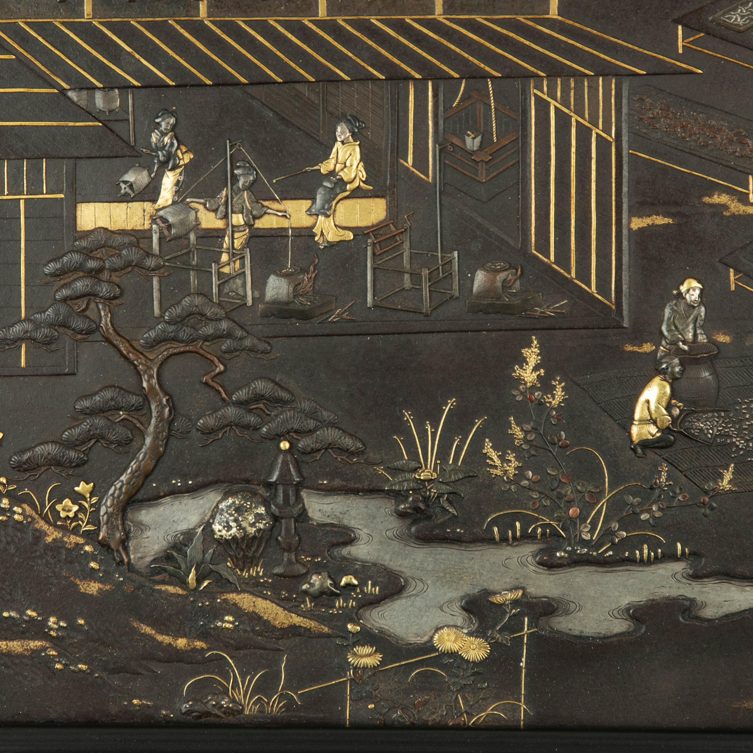 Faszinierende japanische Eisentafel - Komai Company of Kyoto (Meiji-Periode)