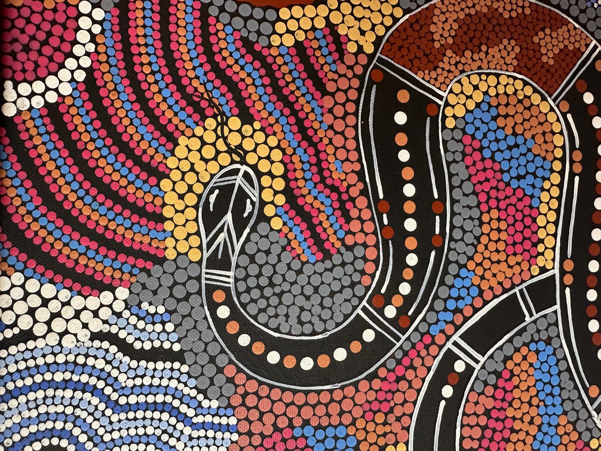 Faszinierend groß  Österreichisches gepunktetes Gemälde der Aborigines (Leinwand) im Angebot