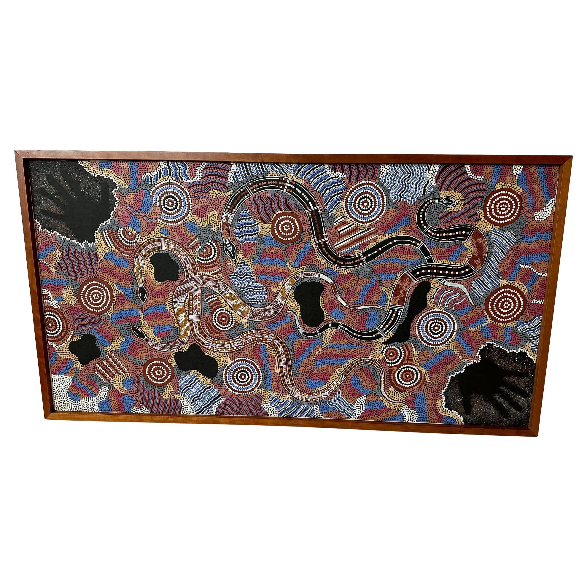 Fascinante Grande  Pintura aborigen austriaca de puntos