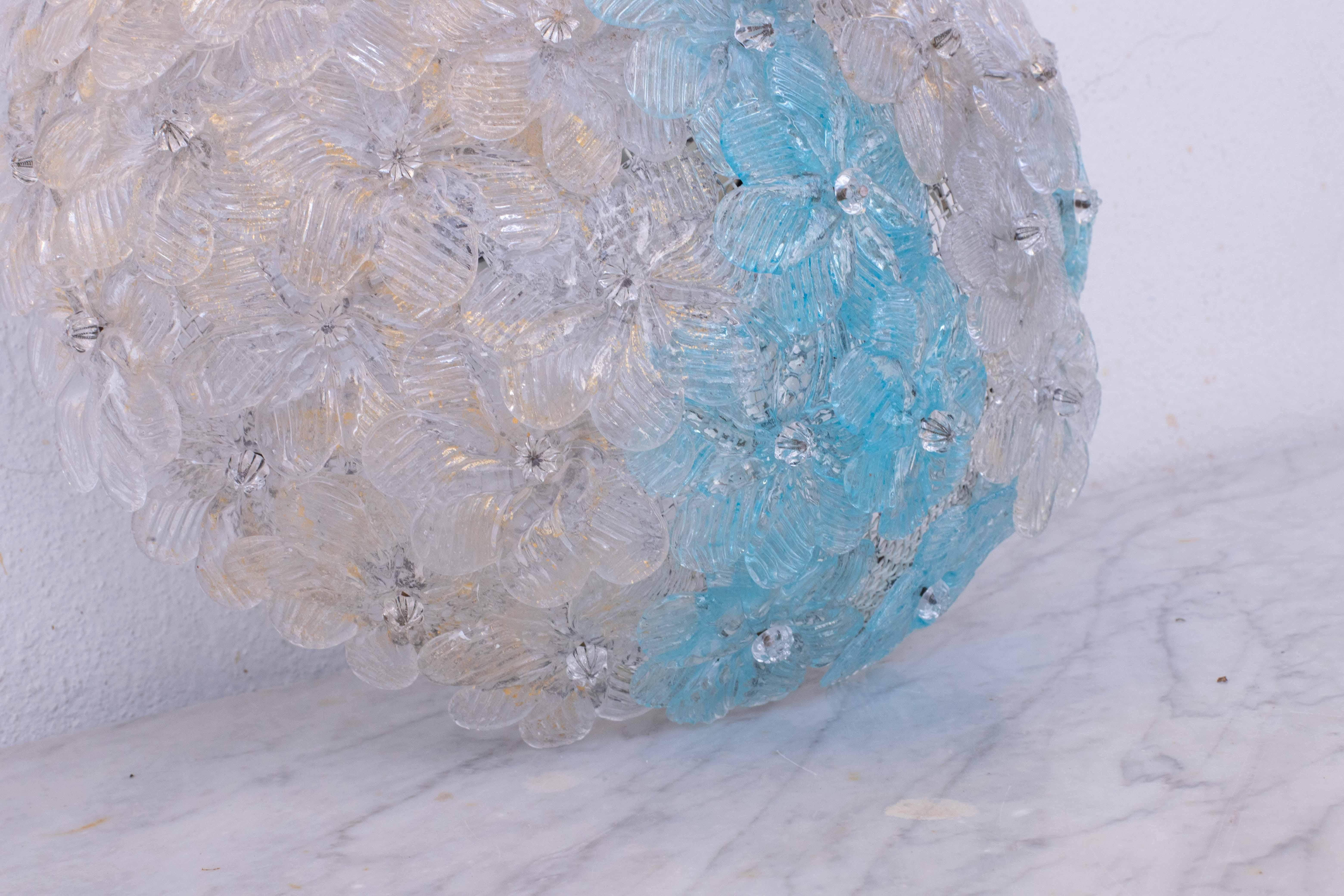 Plafonnier de Murano Fascinant Fleur Bicolore de Seguso, Italie, années 1960 en vente 4