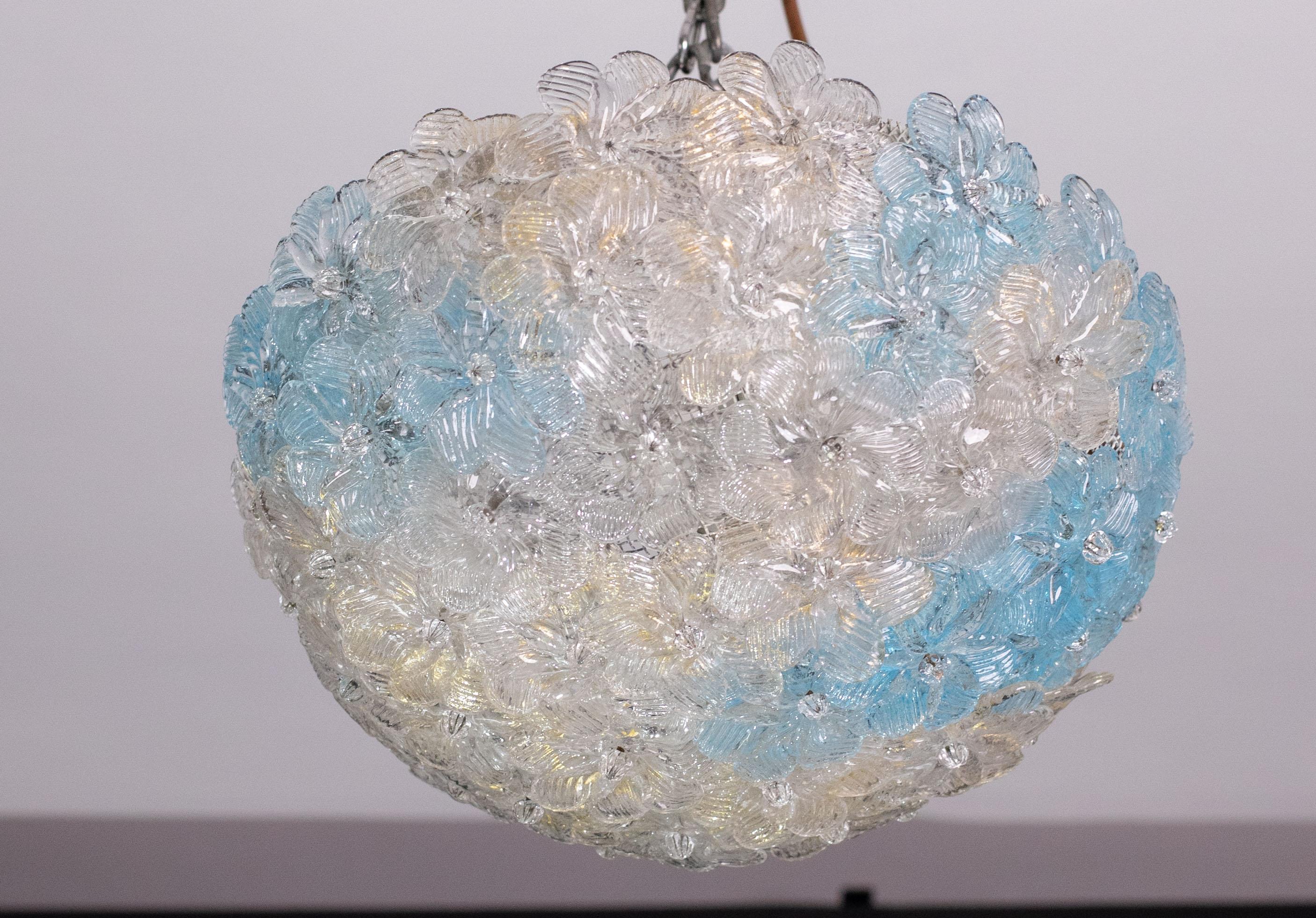 Plafonnier de Murano Fascinant Fleur Bicolore de Seguso, Italie, années 1960 en vente 8