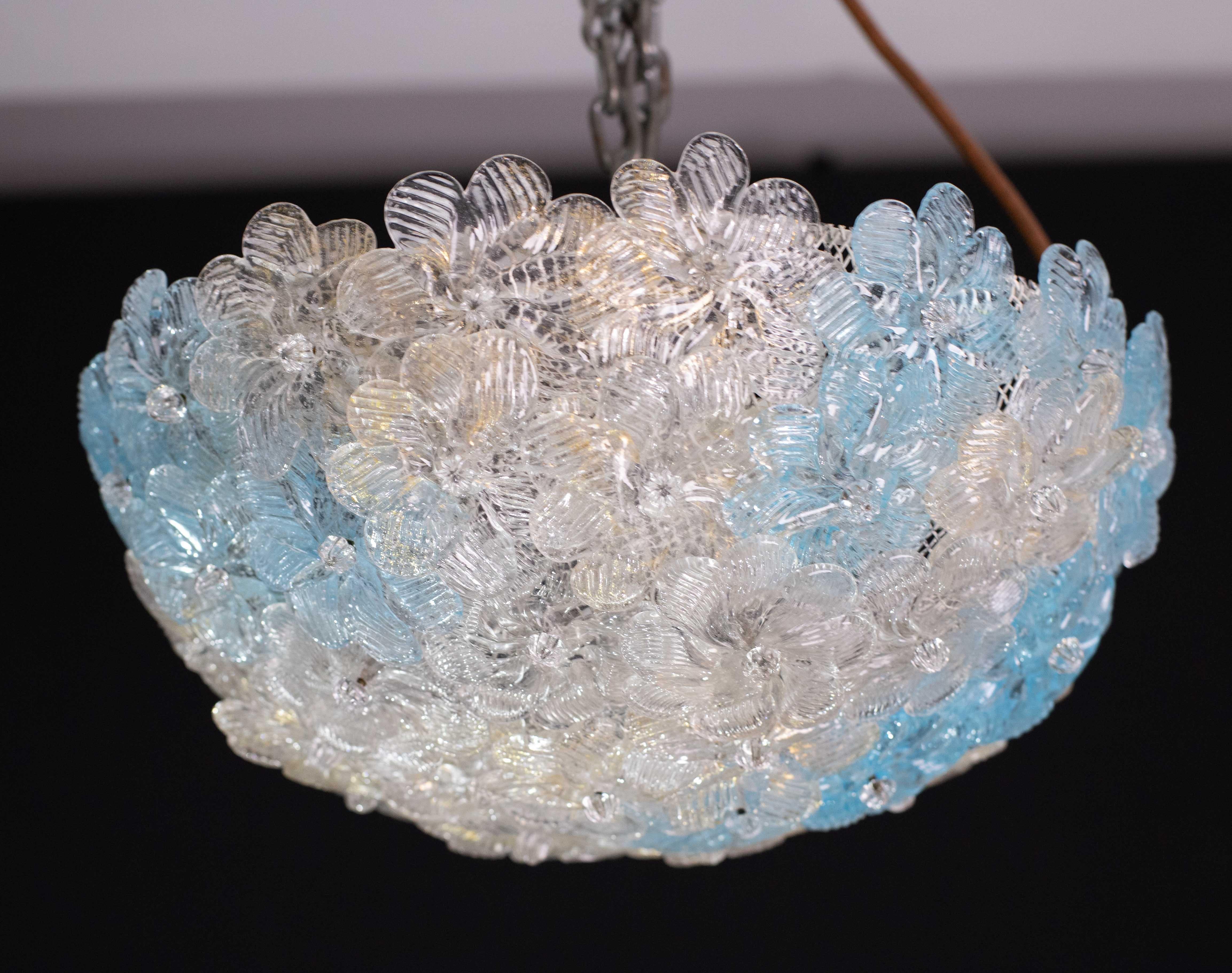Plafonnier de Murano Fascinant Fleur Bicolore de Seguso, Italie, années 1960 en vente 9