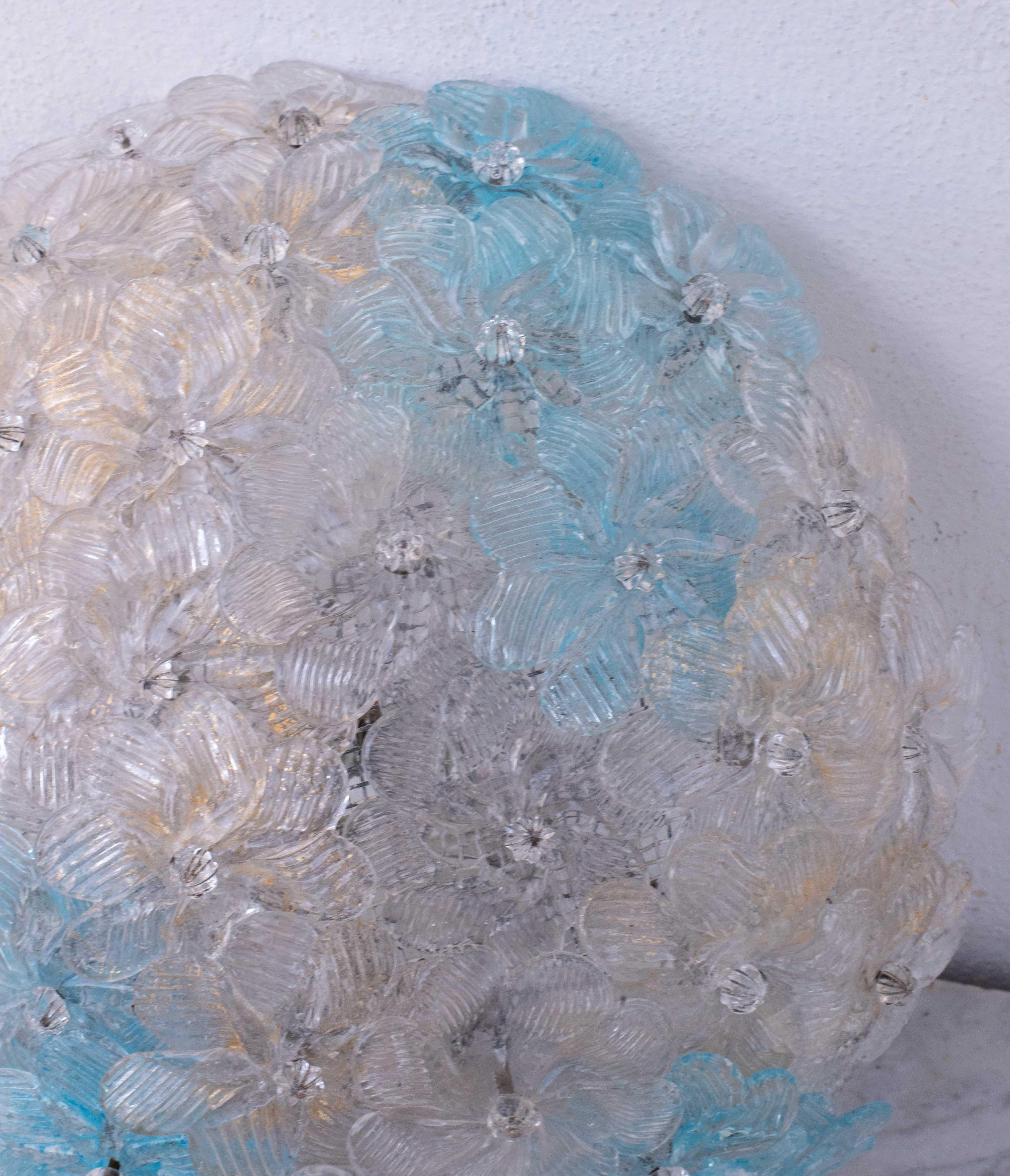 Plafonnier de Murano Fascinant Fleur Bicolore de Seguso, Italie, années 1960 Bon état - En vente à Roma, IT
