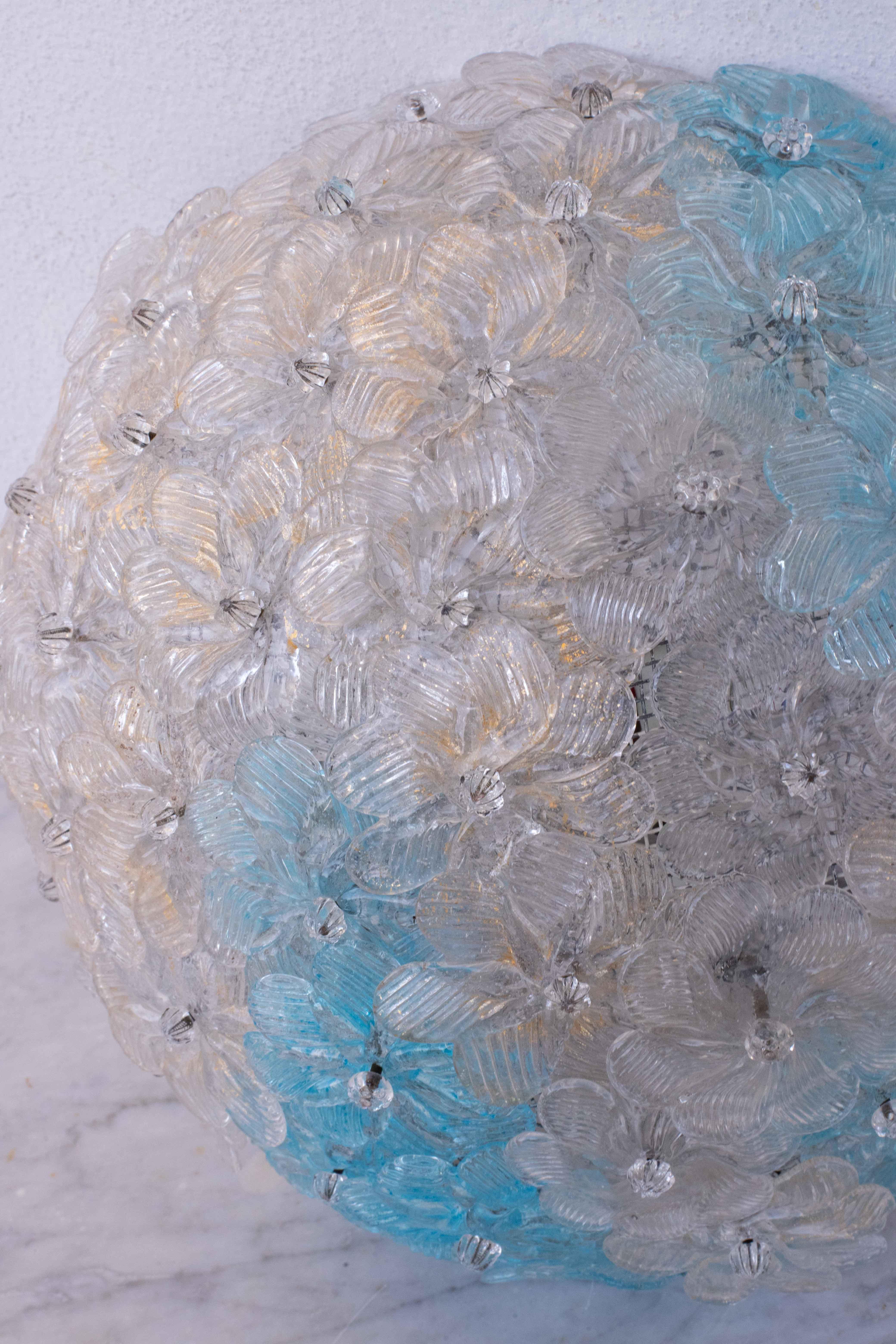 Verre de Murano Plafonnier de Murano Fascinant Fleur Bicolore de Seguso, Italie, années 1960 en vente