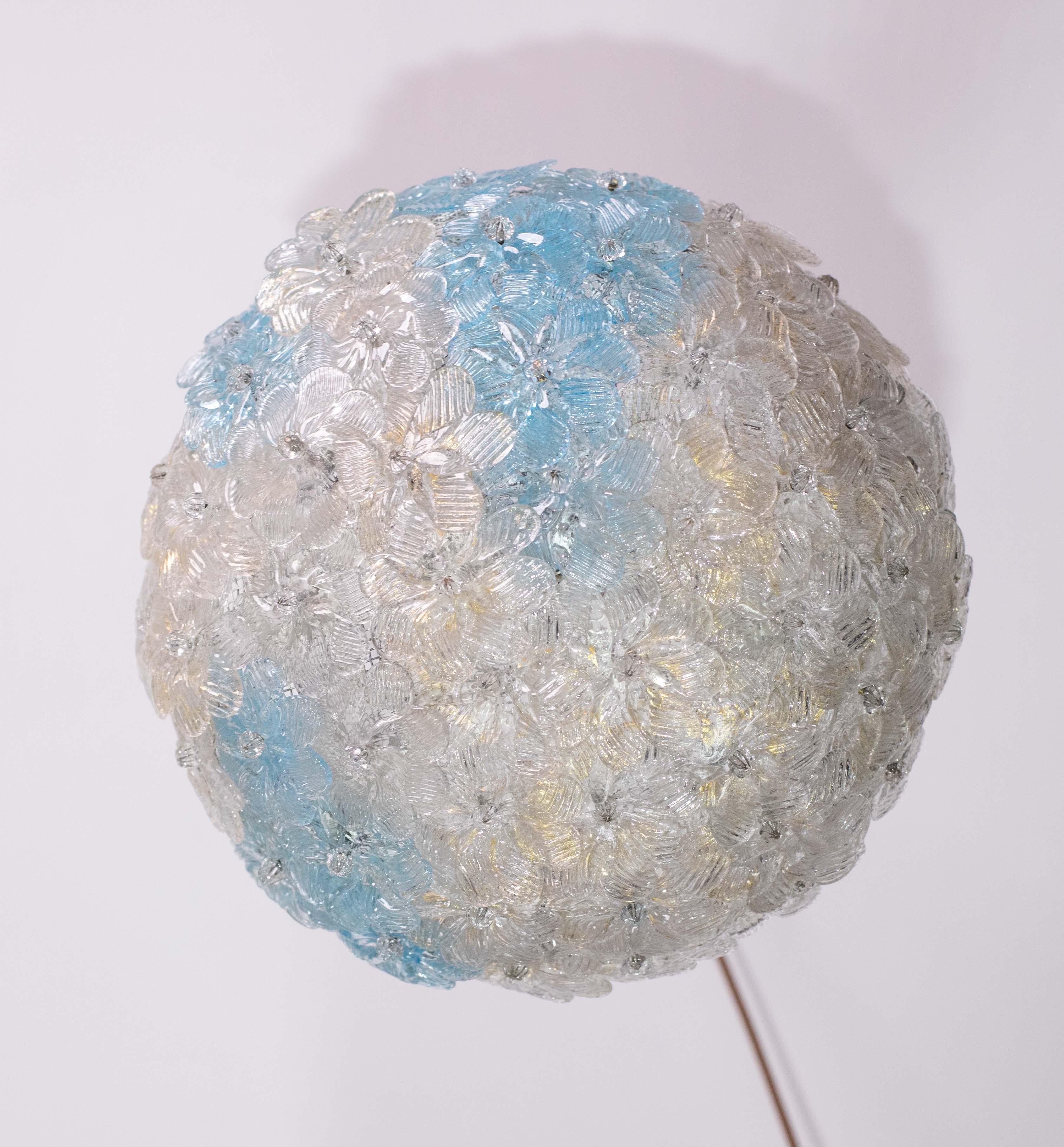 Plafonnier de Murano Fascinant Fleur Bicolore de Seguso, Italie, années 1960 en vente 2