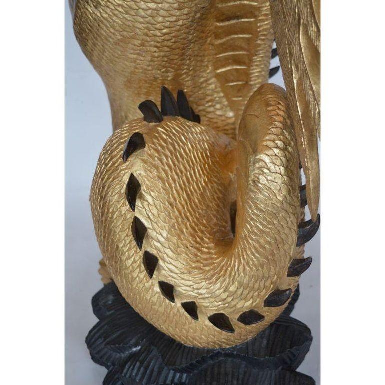 Fascinating Oversized Hand-Carved Giltwood Dragon Sculpture For Sale 4