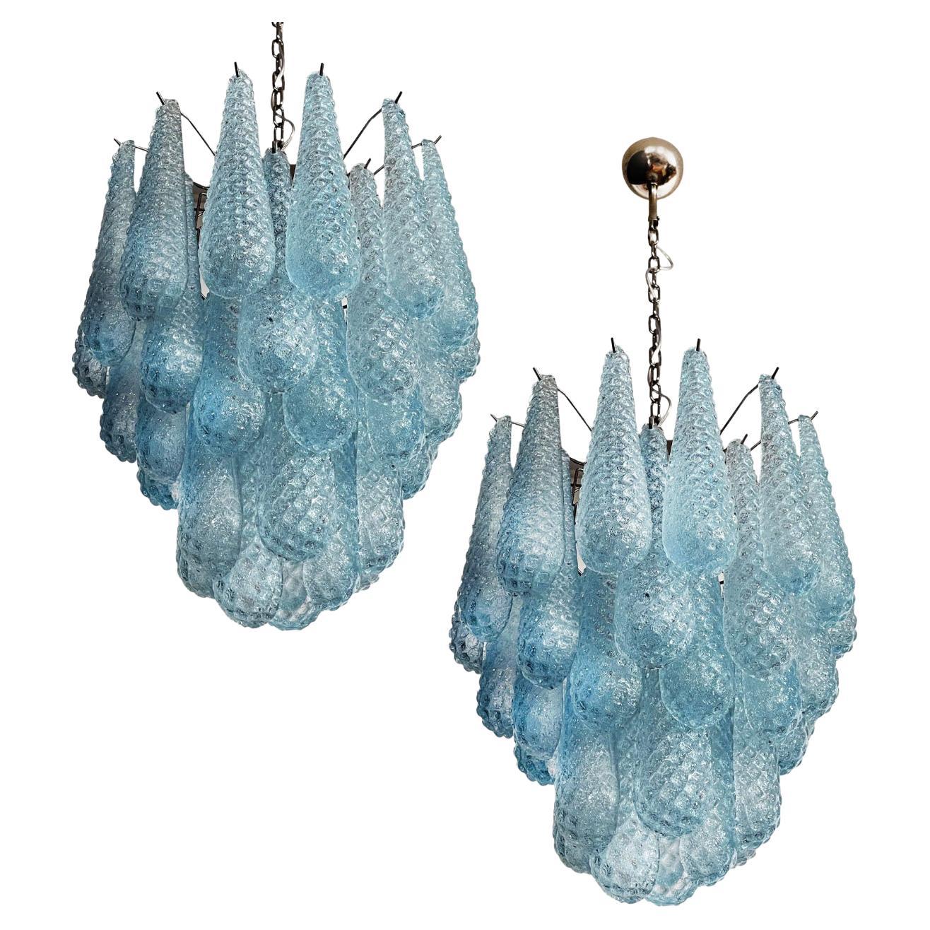 Fascinating Pair of Italian Murano Glass Chandeliers For Sale
