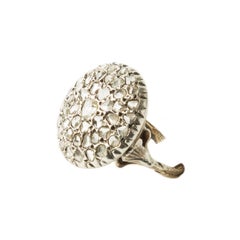 Fascinating Ring in Silver and 9 Kt Gold with Diamond Rosettes from the 1950s