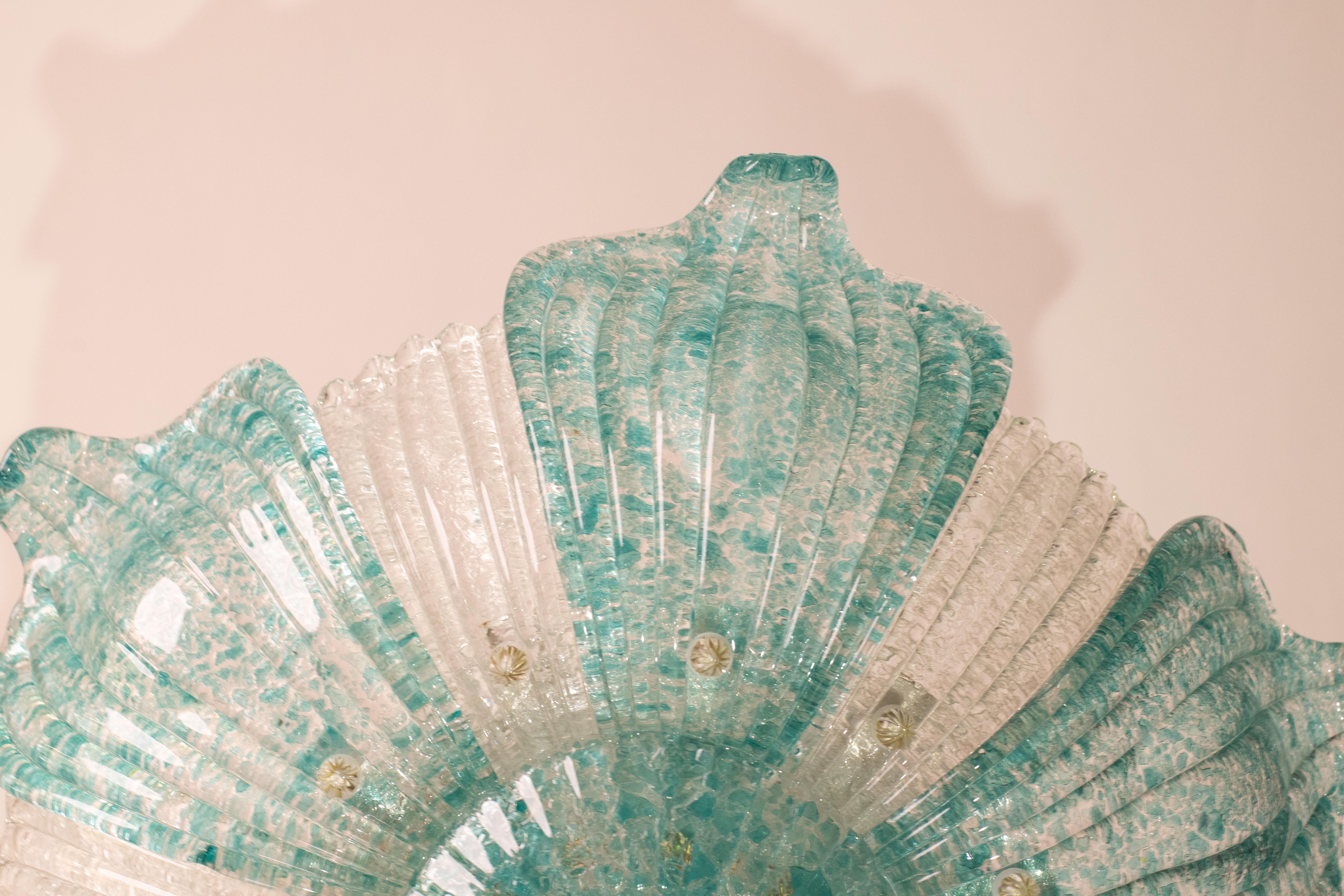 Affascinante lampada da soffitto in vetro di Murano vintage Blu Acquamarina in vendita 7