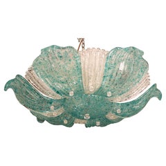 Plafonnier vintage Fascinant en verre de Murano Blu Acquamarina