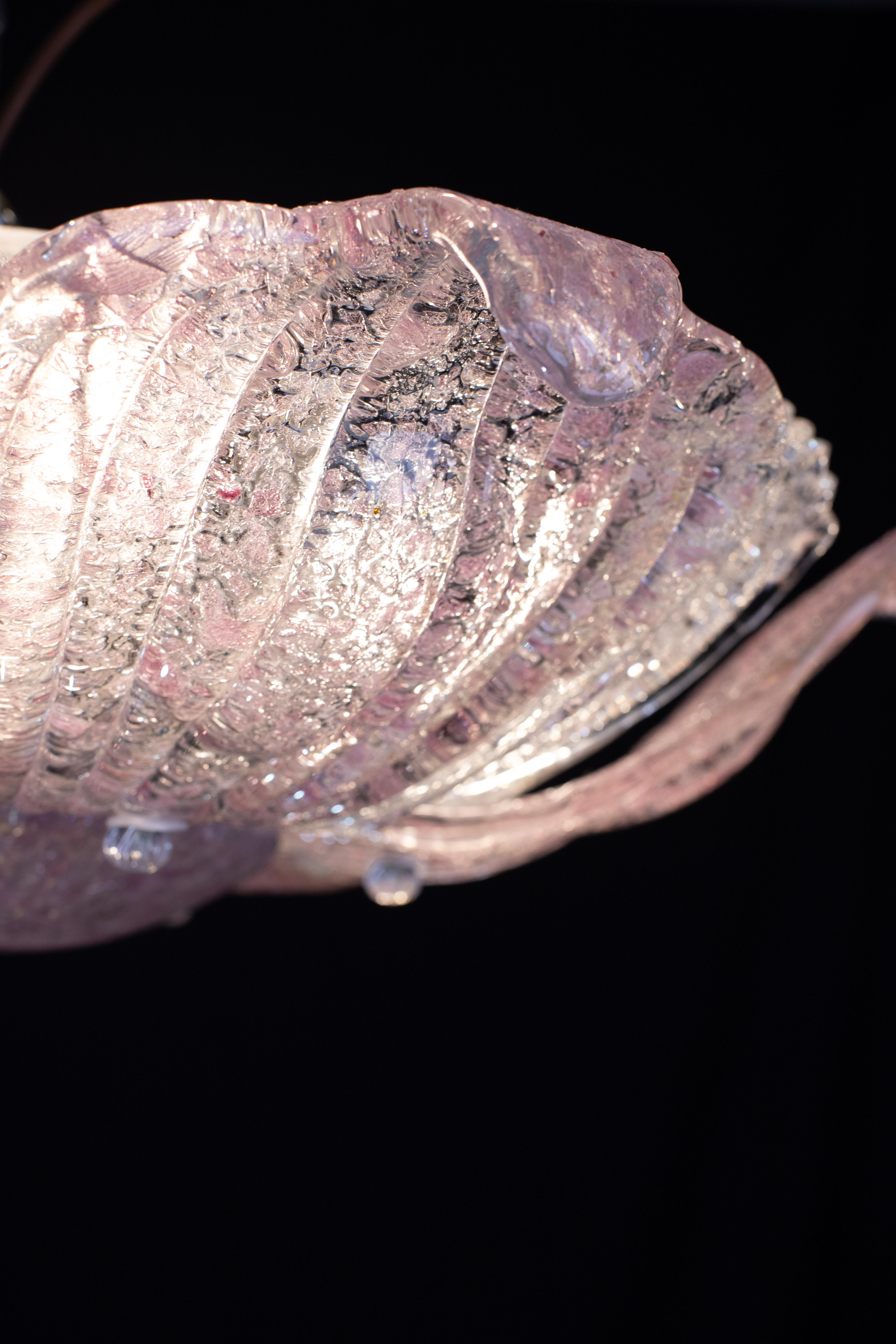 Fascinating Vintage Murano Glass Ceiling lamp Pink For Sale 4