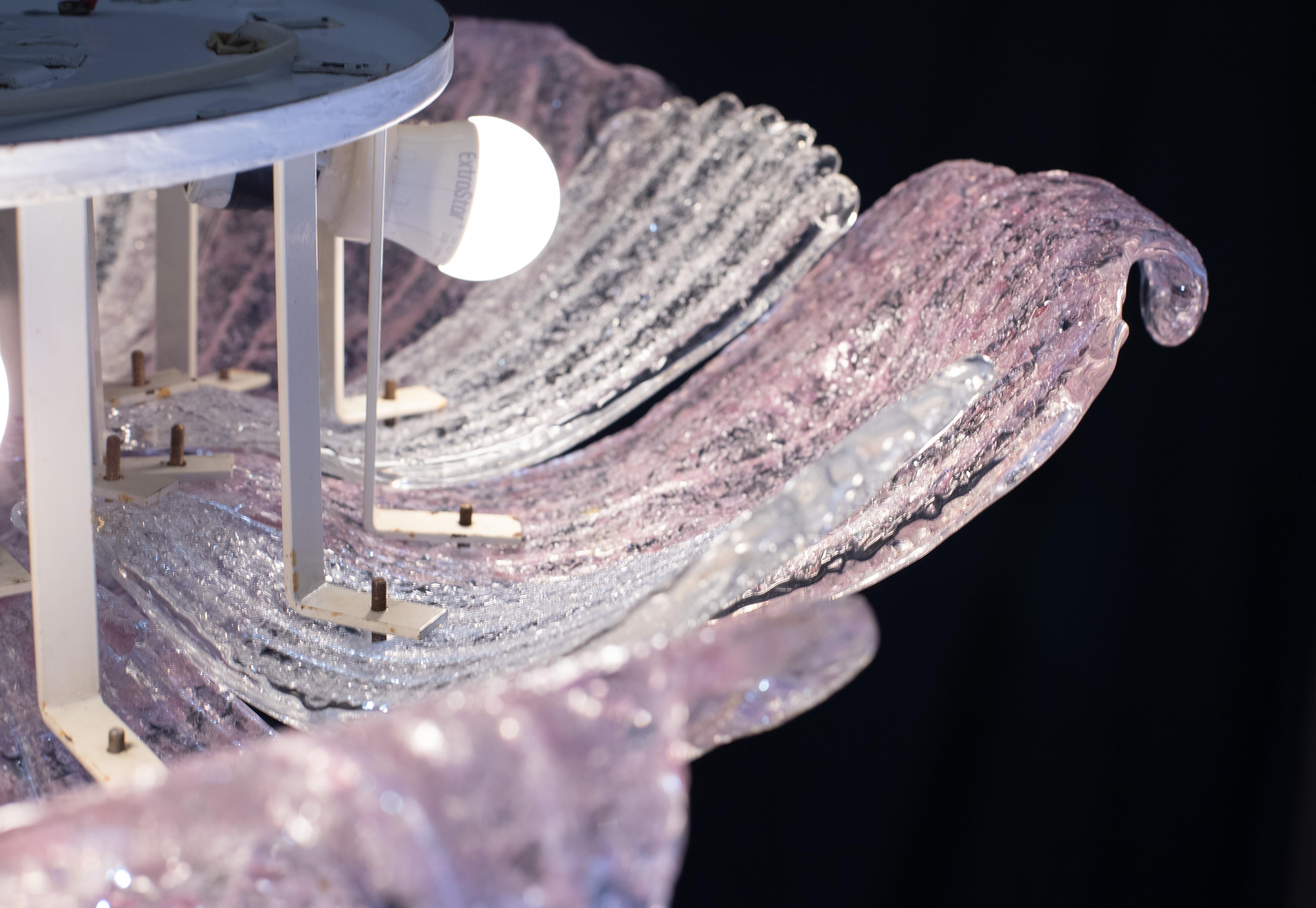 Fascinating Vintage Murano Glass Ceiling lamp Pink For Sale 5