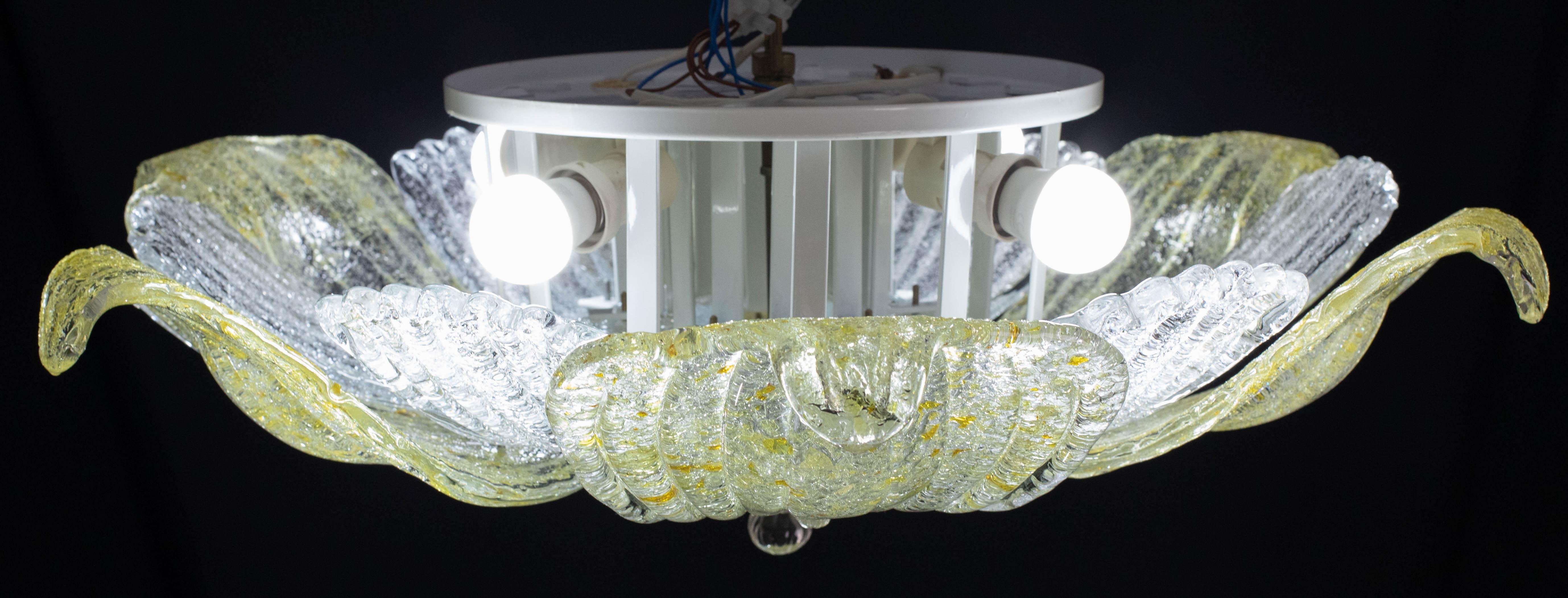 Affascinante lampada da soffitto in vetro di Murano d'epoca Giallo in vendita 5
