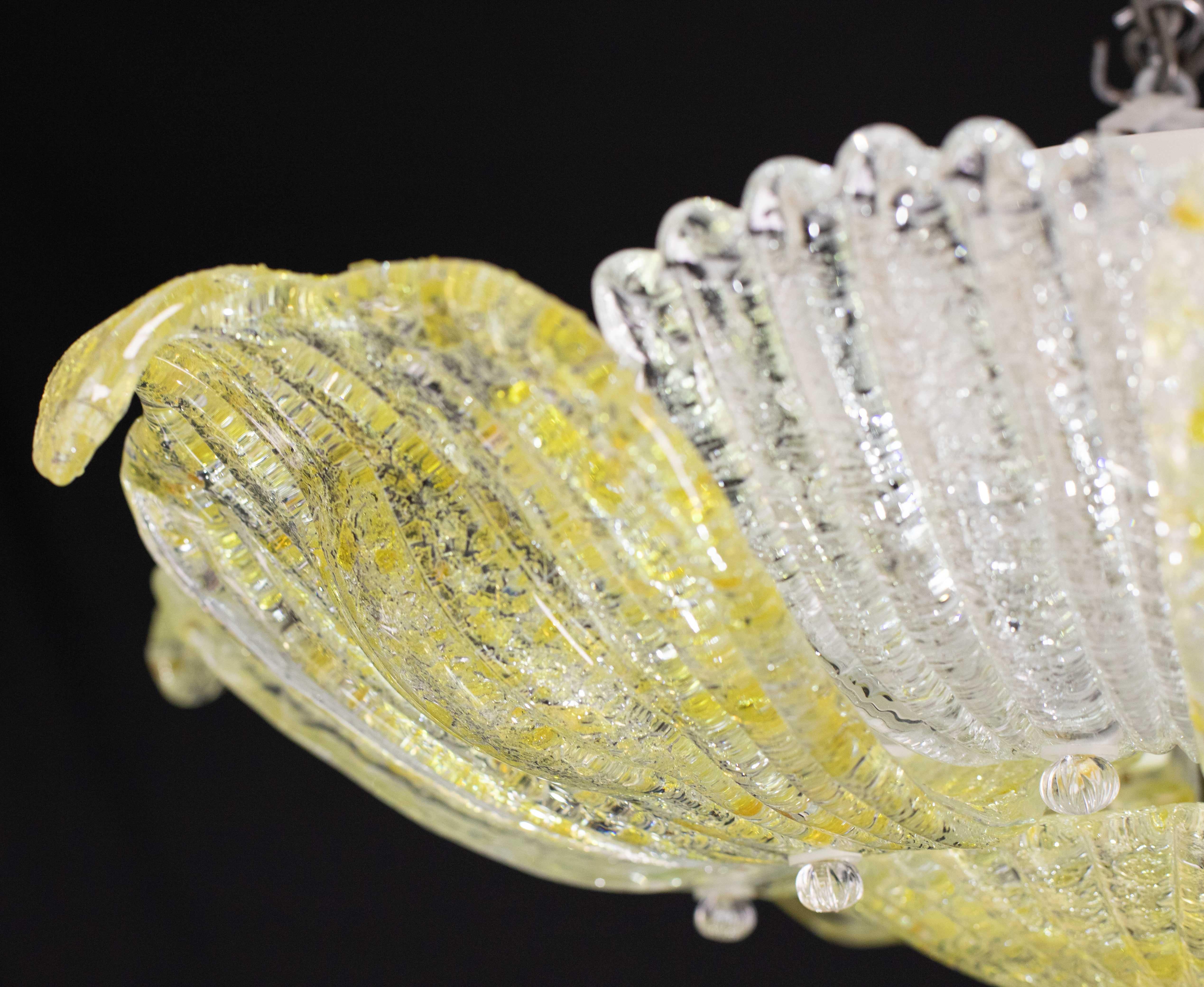 Affascinante lampada da soffitto in vetro di Murano d'epoca Giallo in vendita 7