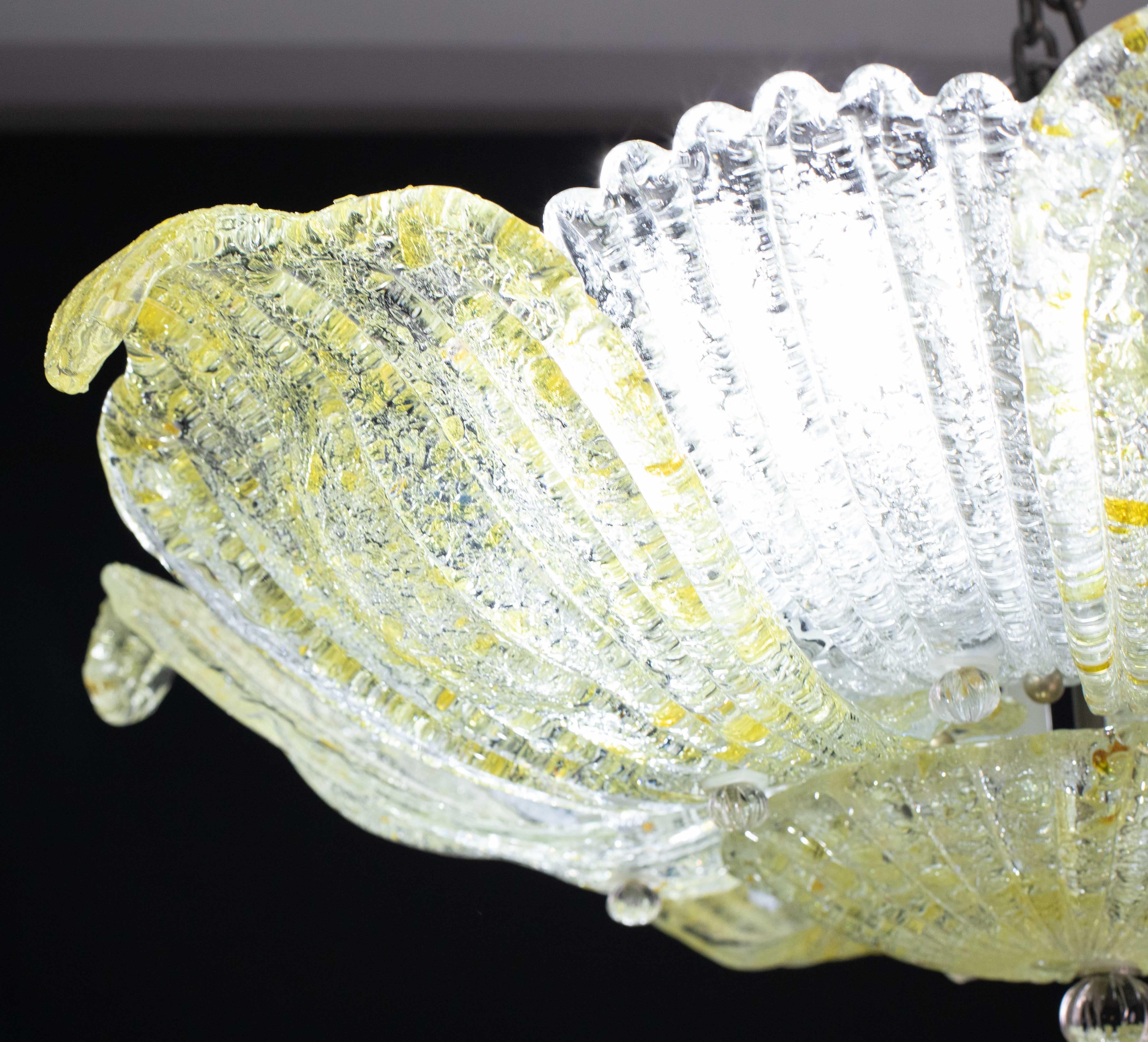 Affascinante lampada da soffitto in vetro di Murano d'epoca Giallo in vendita 1