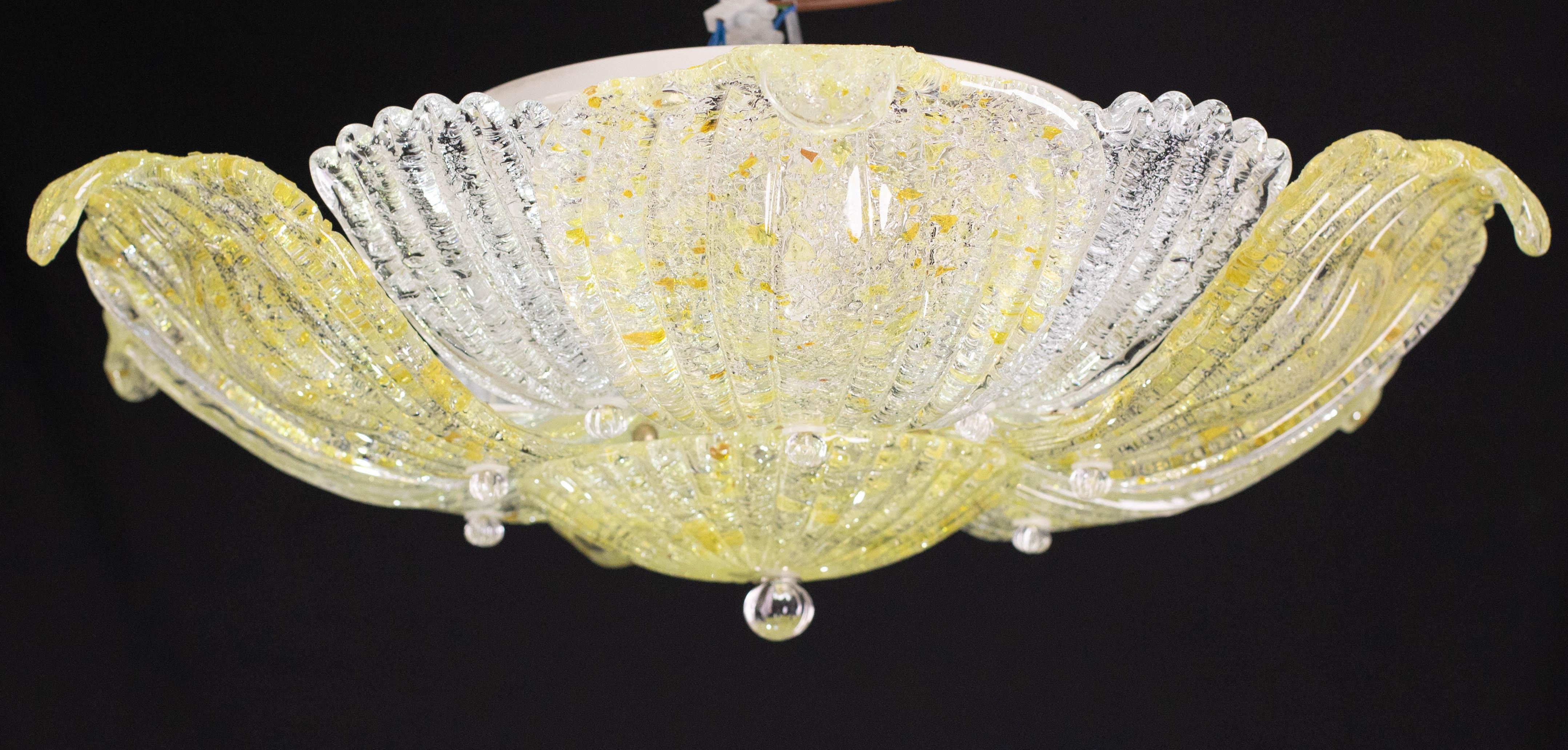 Affascinante lampada da soffitto in vetro di Murano d'epoca Giallo in vendita 3